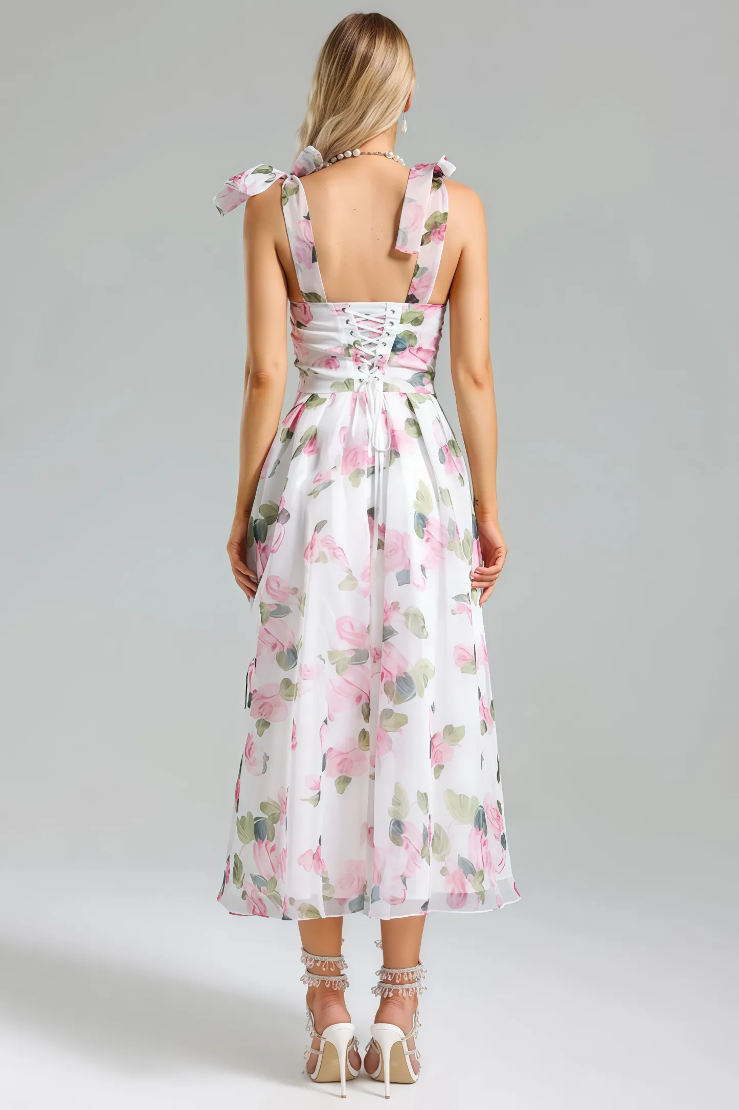 Lyric Printed Strap Midi Dress