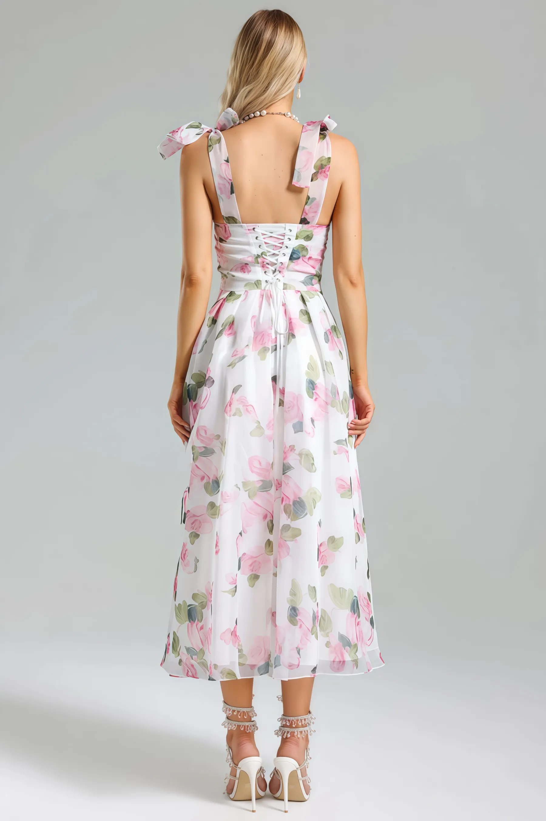 Lyric Printed Strap Midi Dress