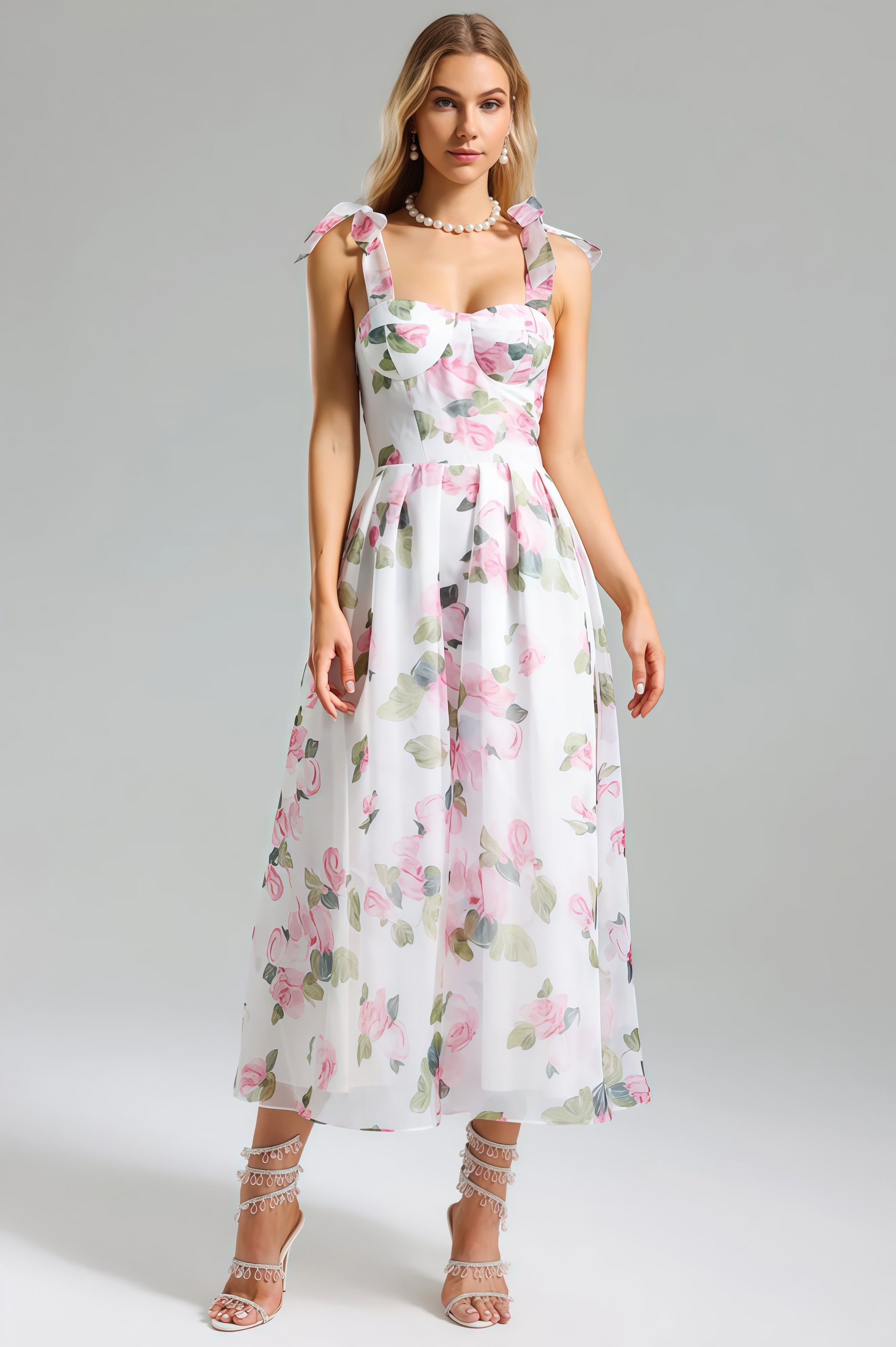 Lyric Printed Strap Midi Dress