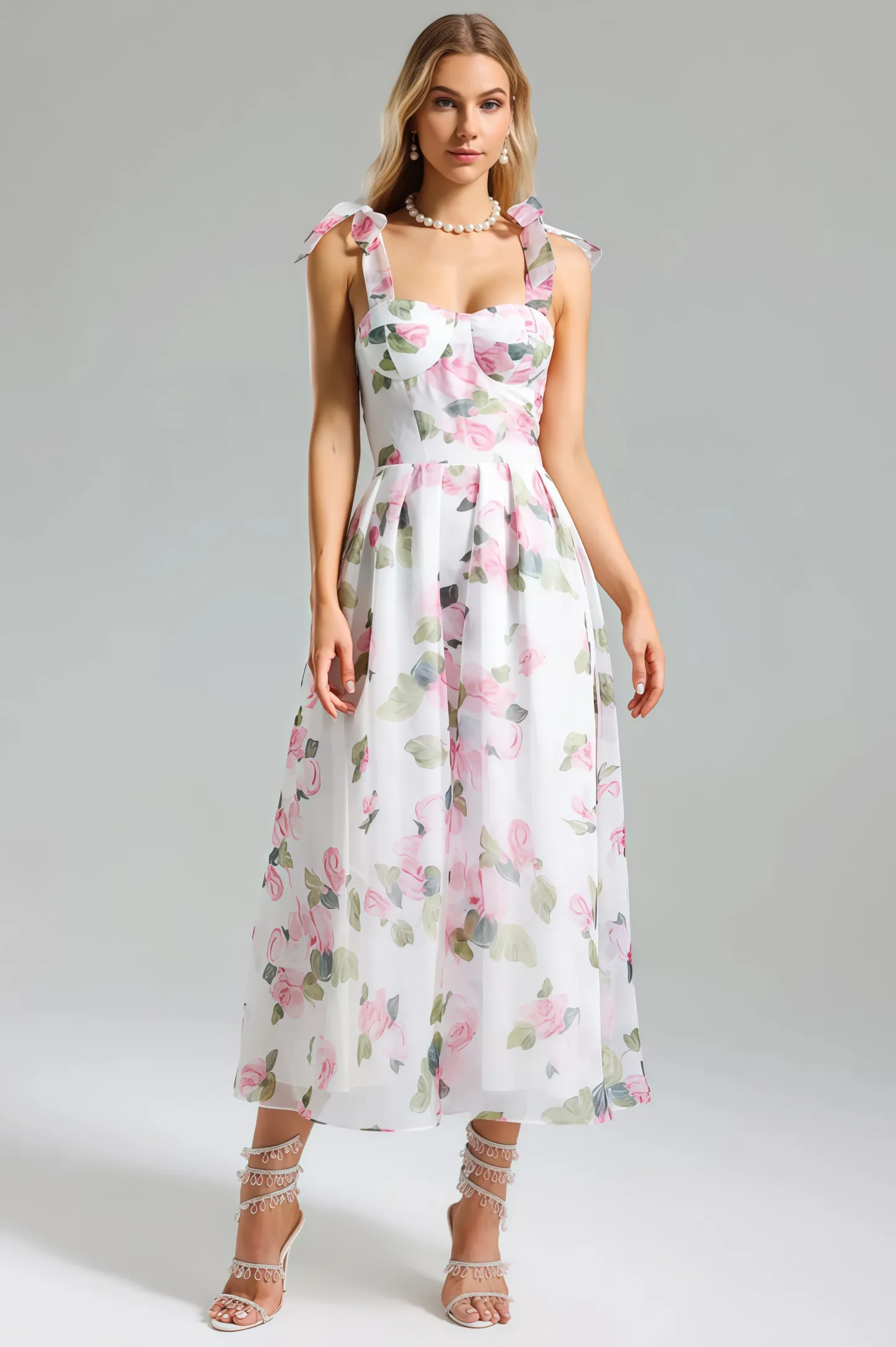Lyric Printed Strap Midi Dress