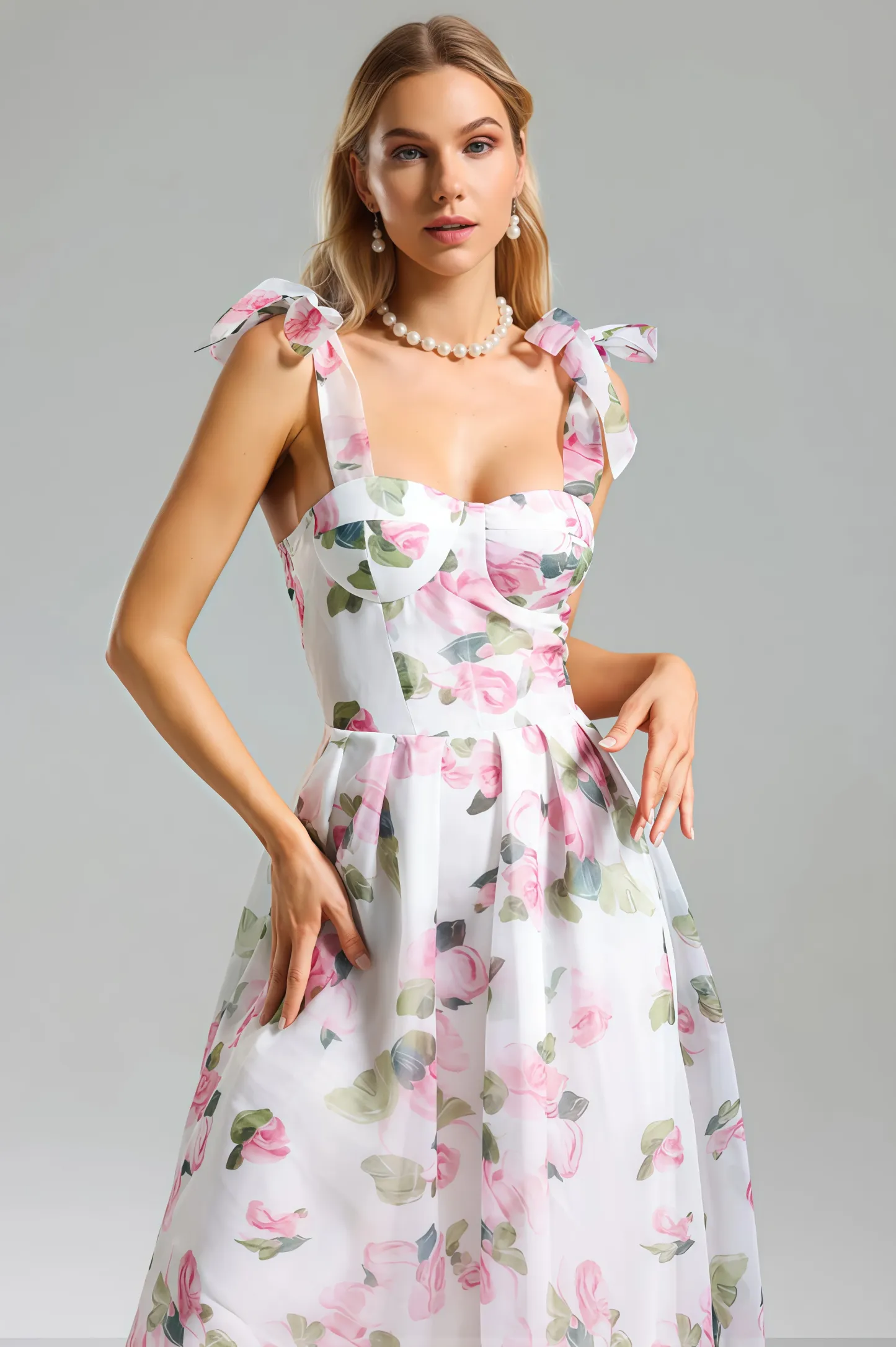 Lyric Printed Strap Midi Dress