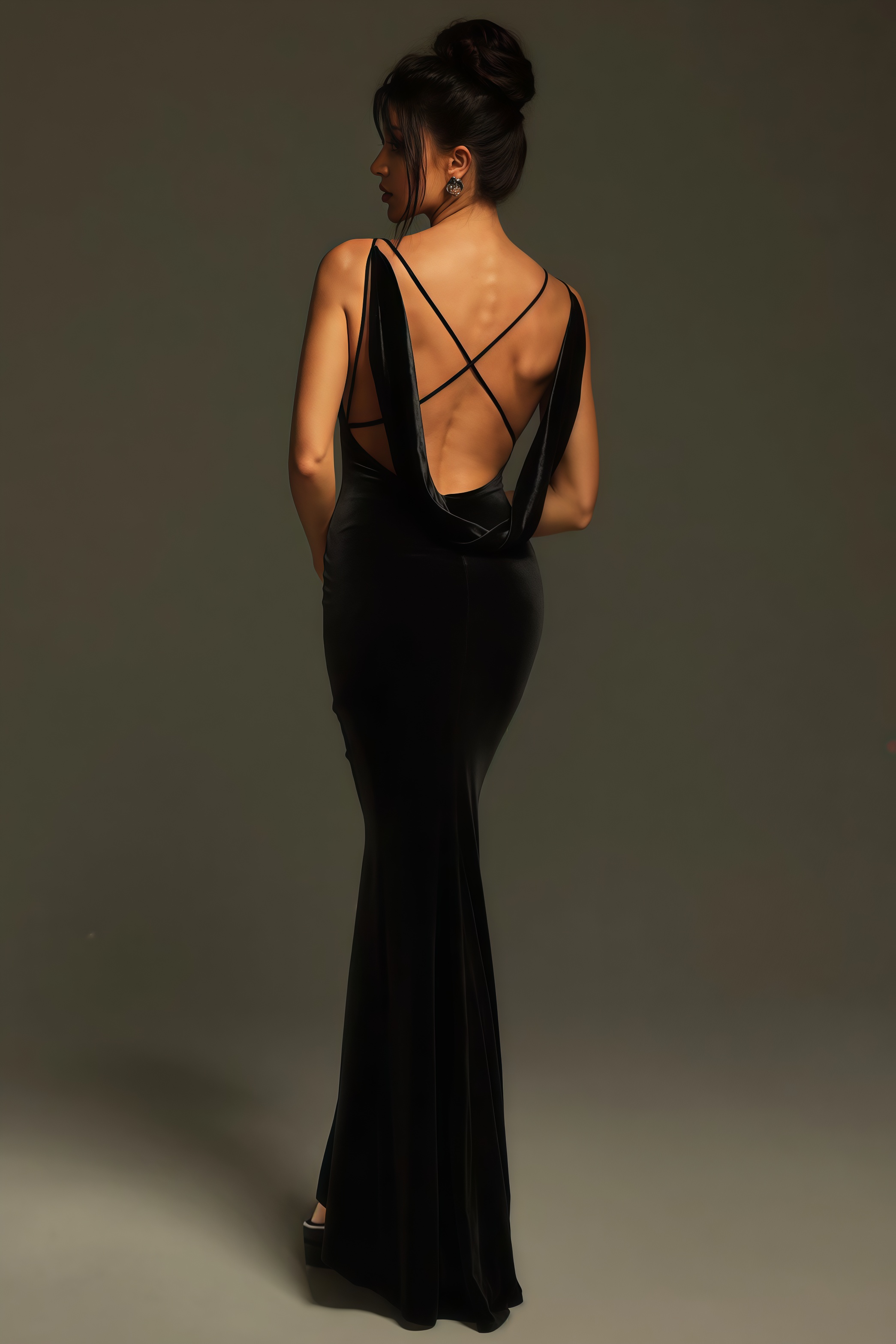Soren Plunge Neck Flower Velvet Maxi Dress