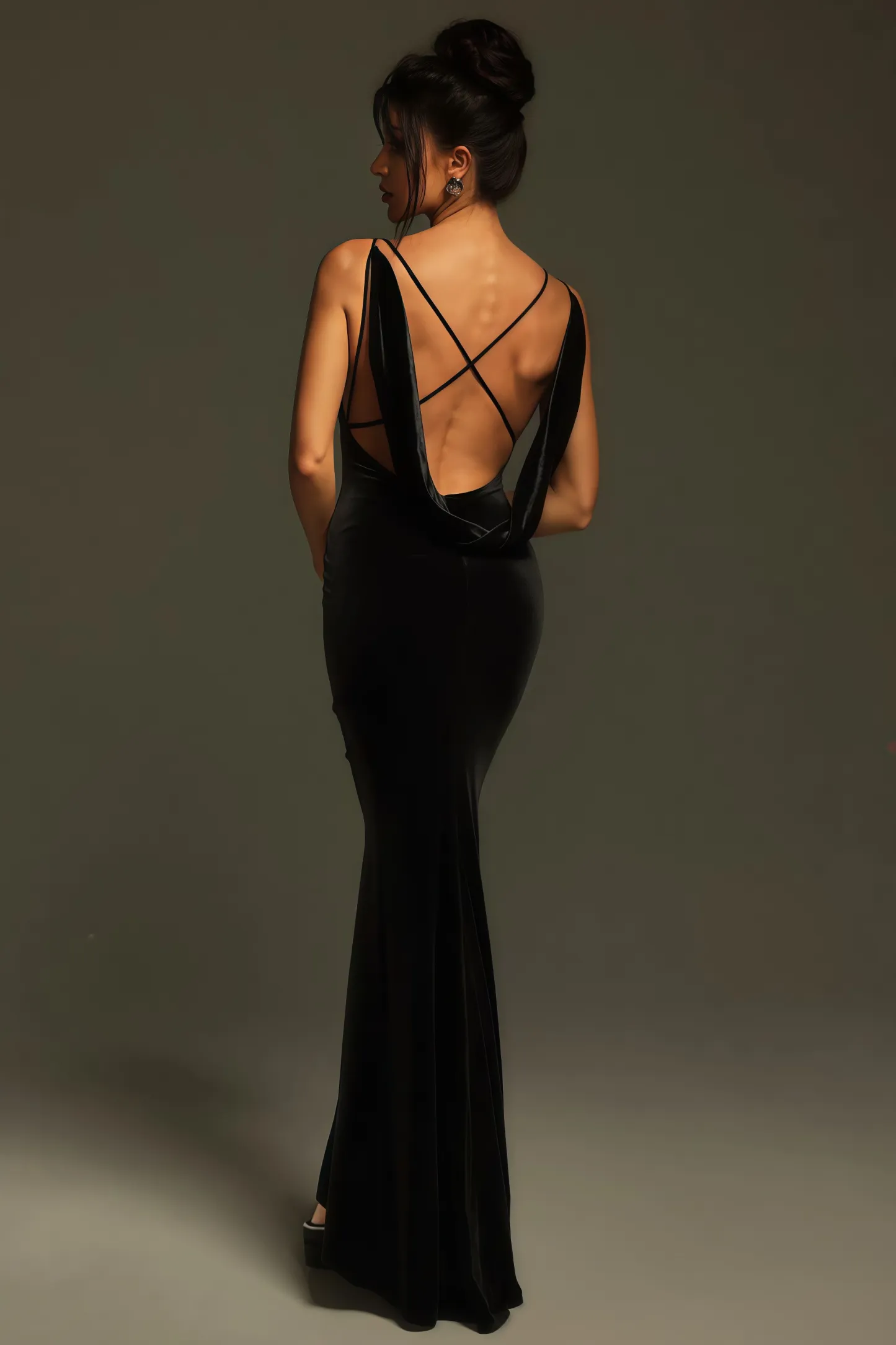 Soren Plunge Neck Flower Velvet Maxi Dress