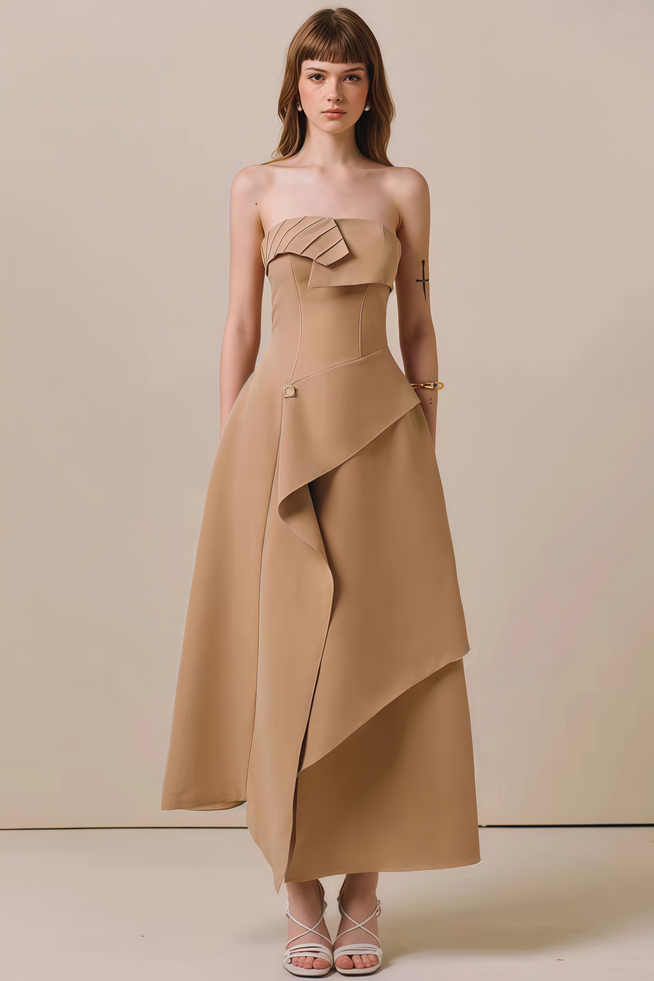 Harkp Irregular Strapless Maxi Dress