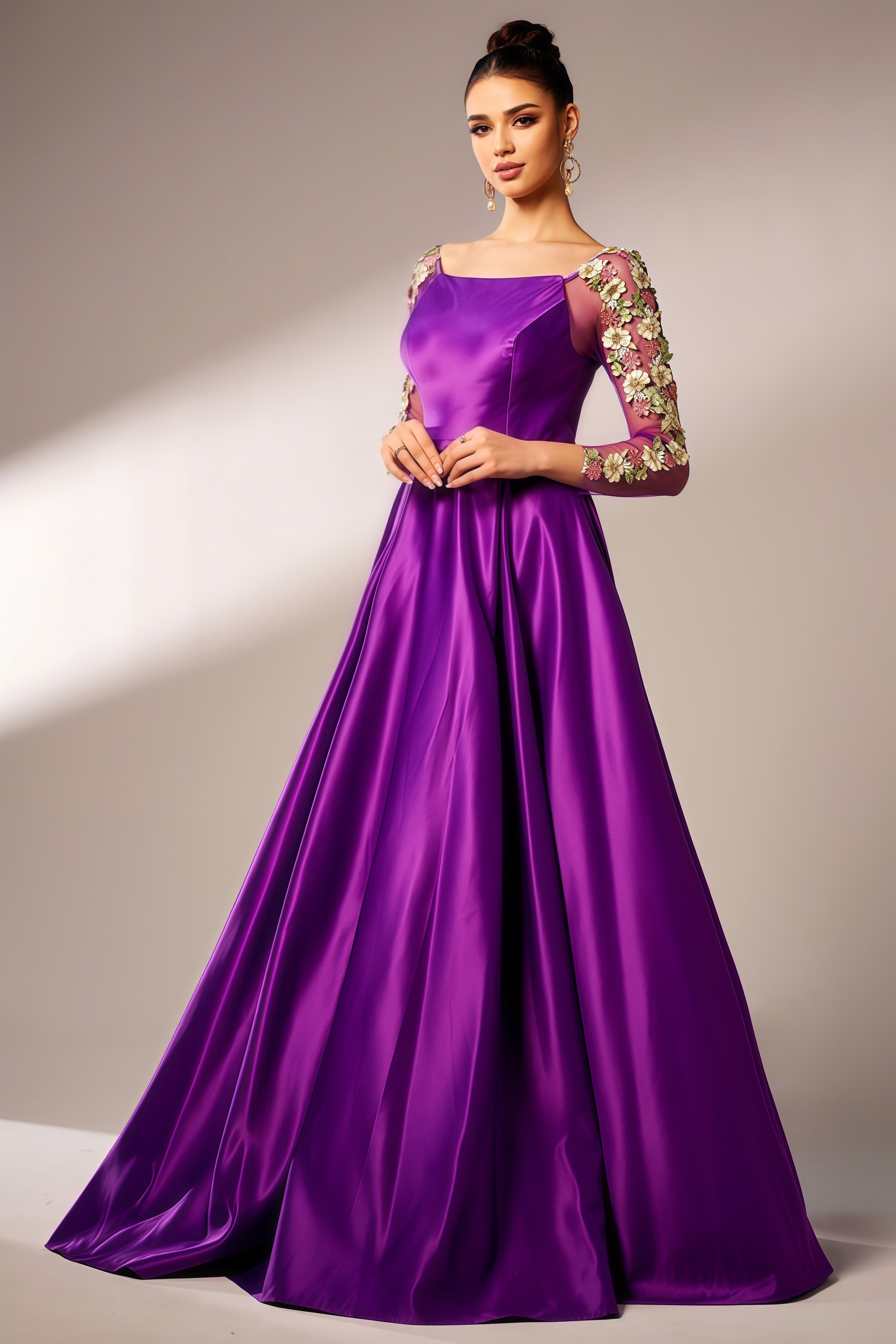 Eira Long Sleeve Applique Maxi Dress