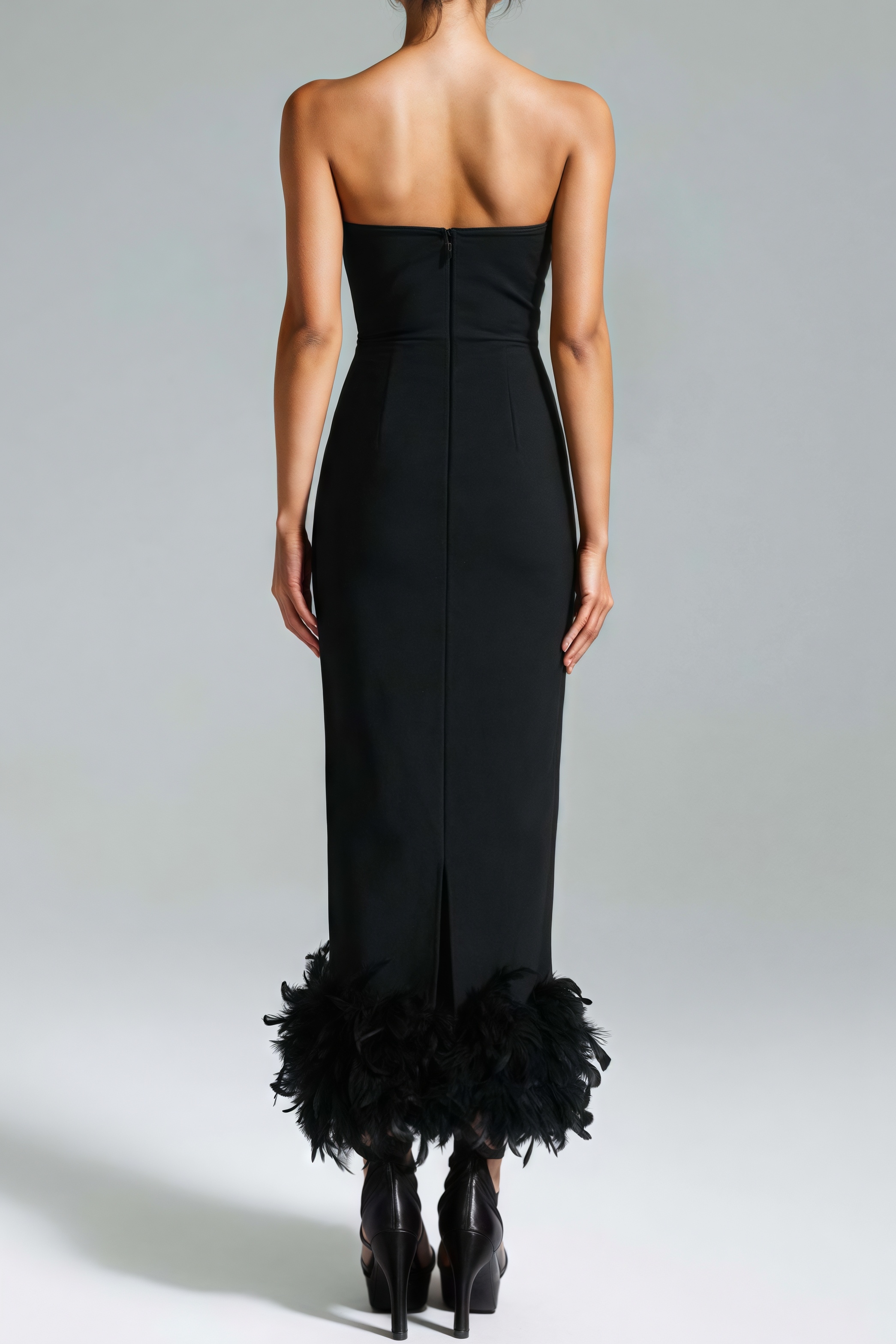 Sinclair Rhinestone Feather Maxi Dress