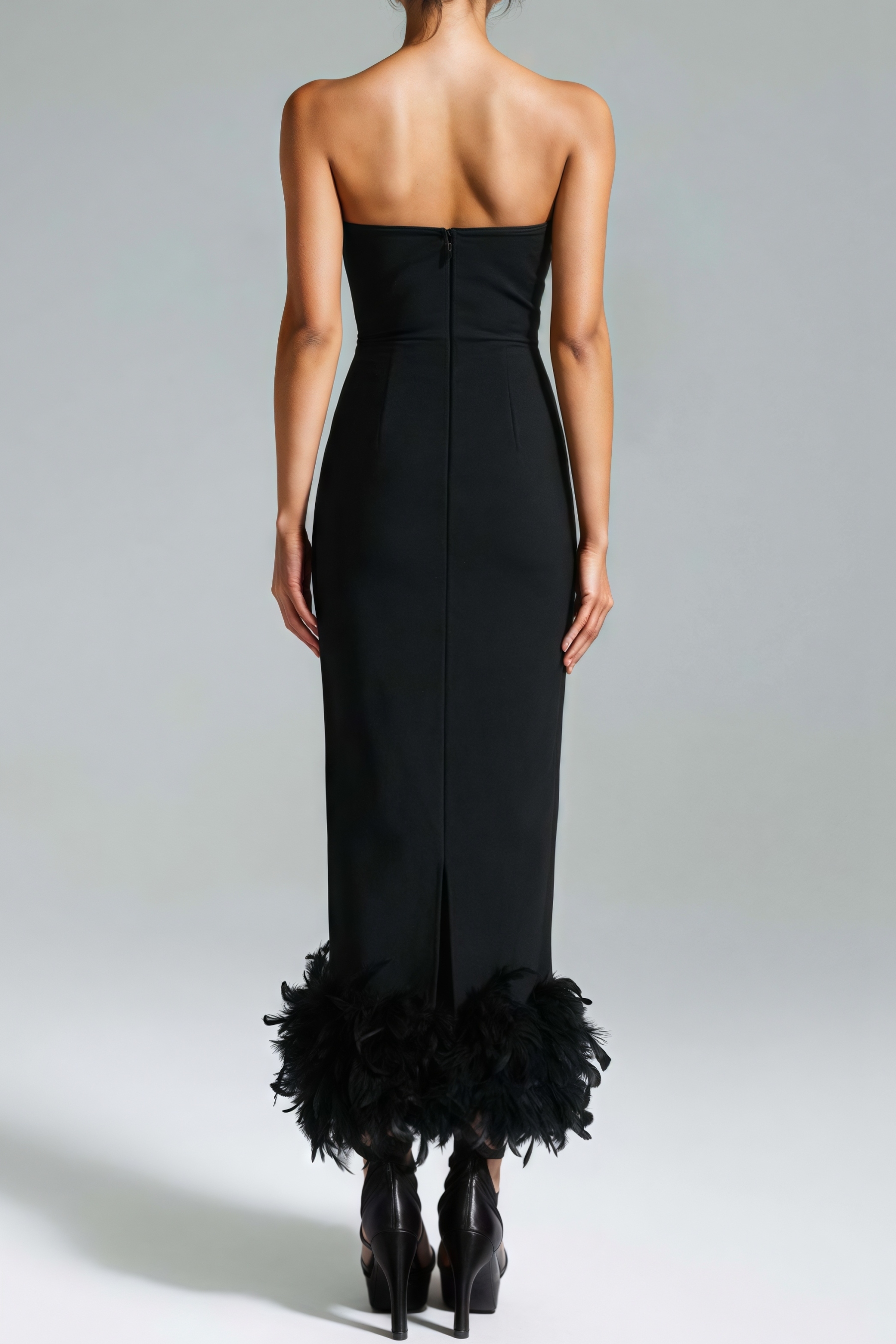 Sinclair Rhinestone Feather Maxi Dress