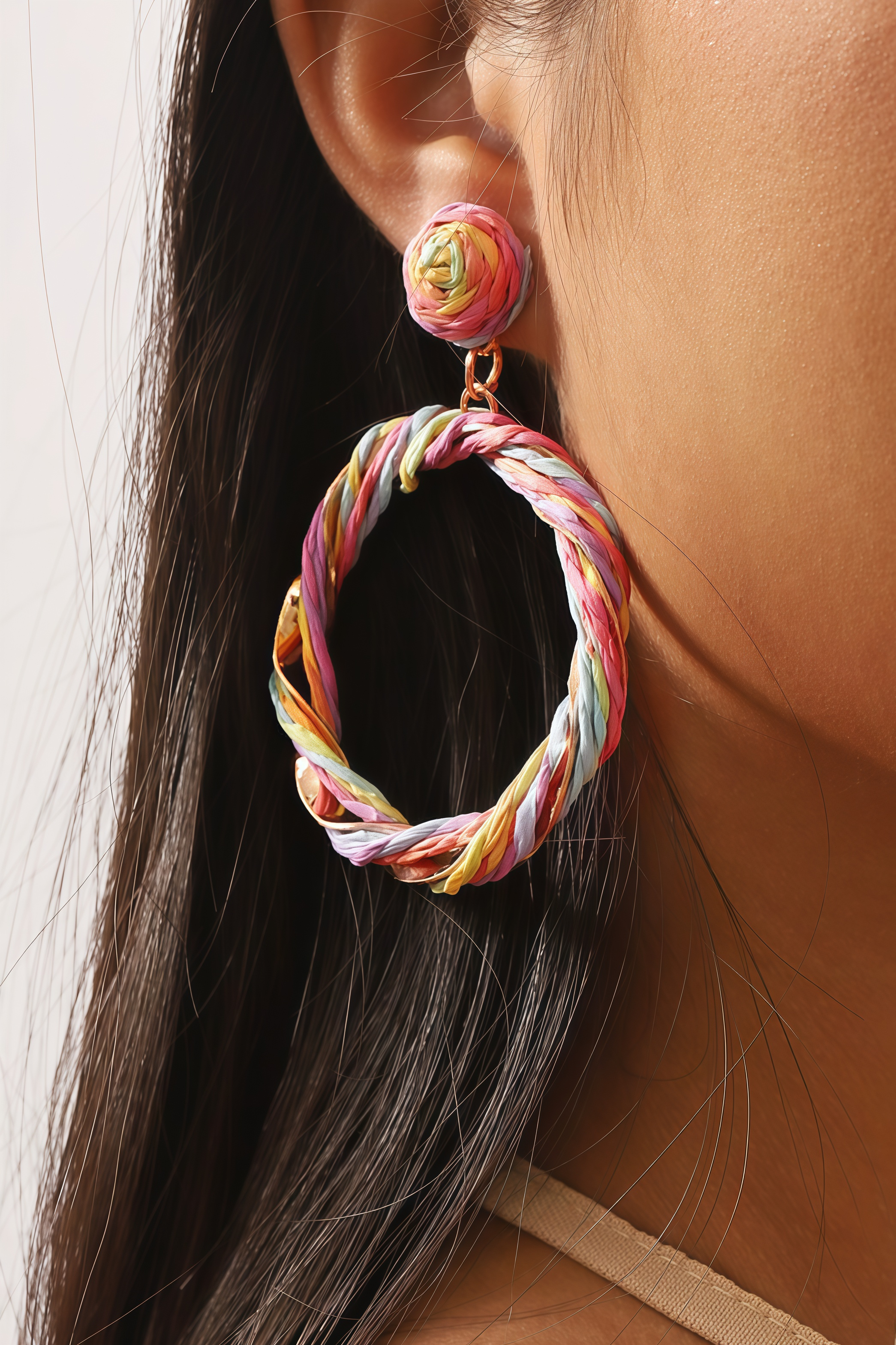 Evander Colored Lafite Grass Braided Earrings