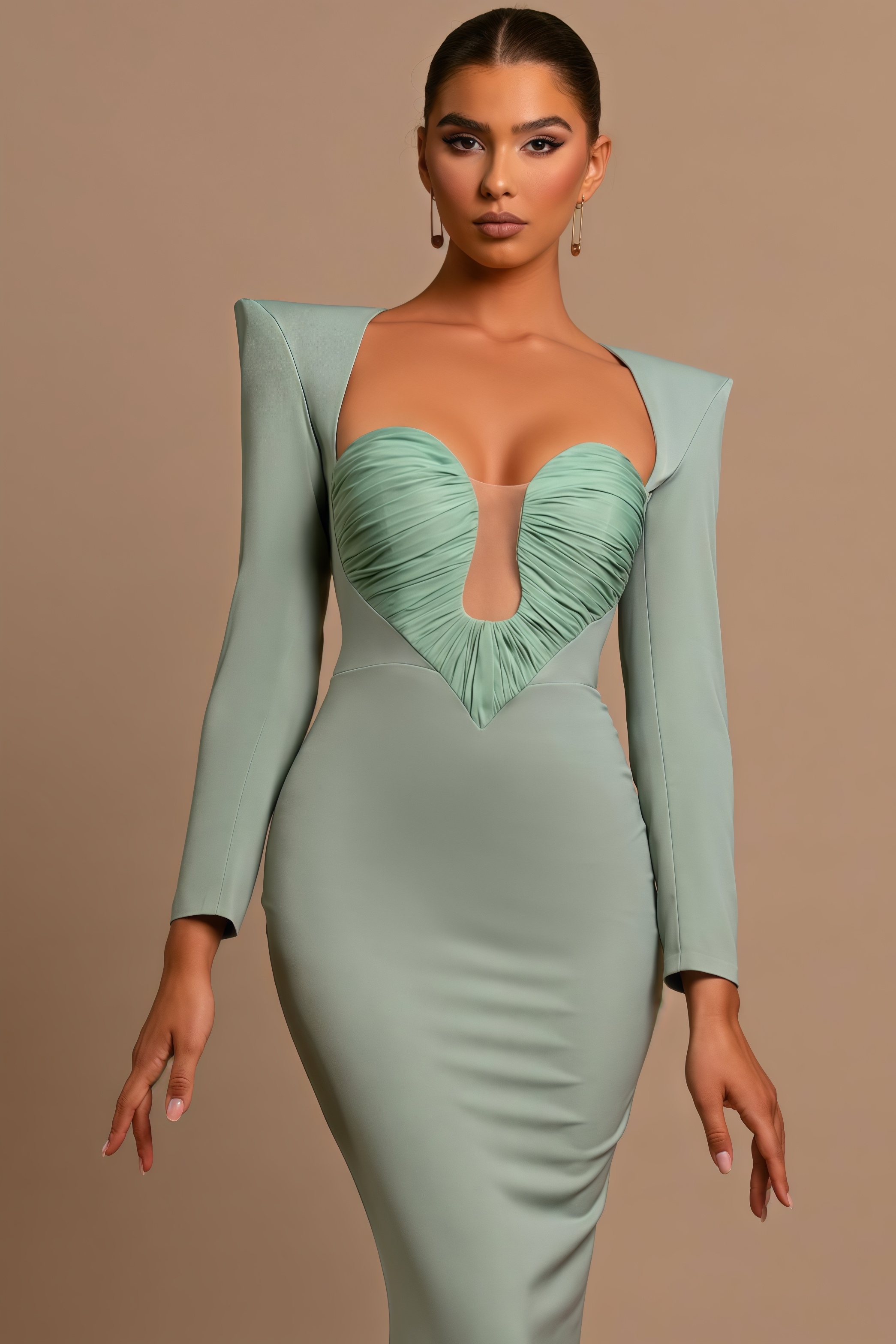Celestine Green Square Neck Maxi Dress