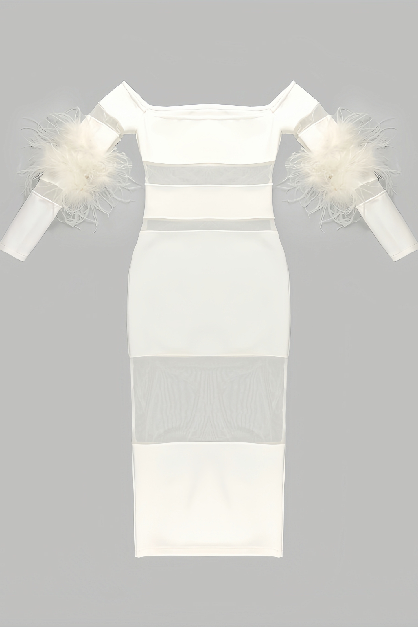Masozi Feather Sleeve Knit Maxi Dress