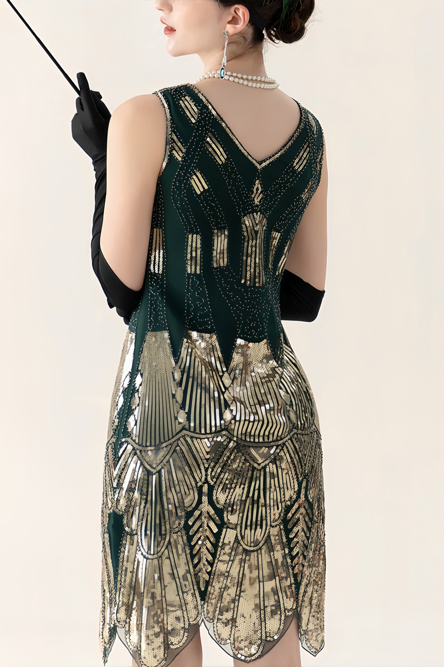 Zavala Dark Green Sequin Midi Dress