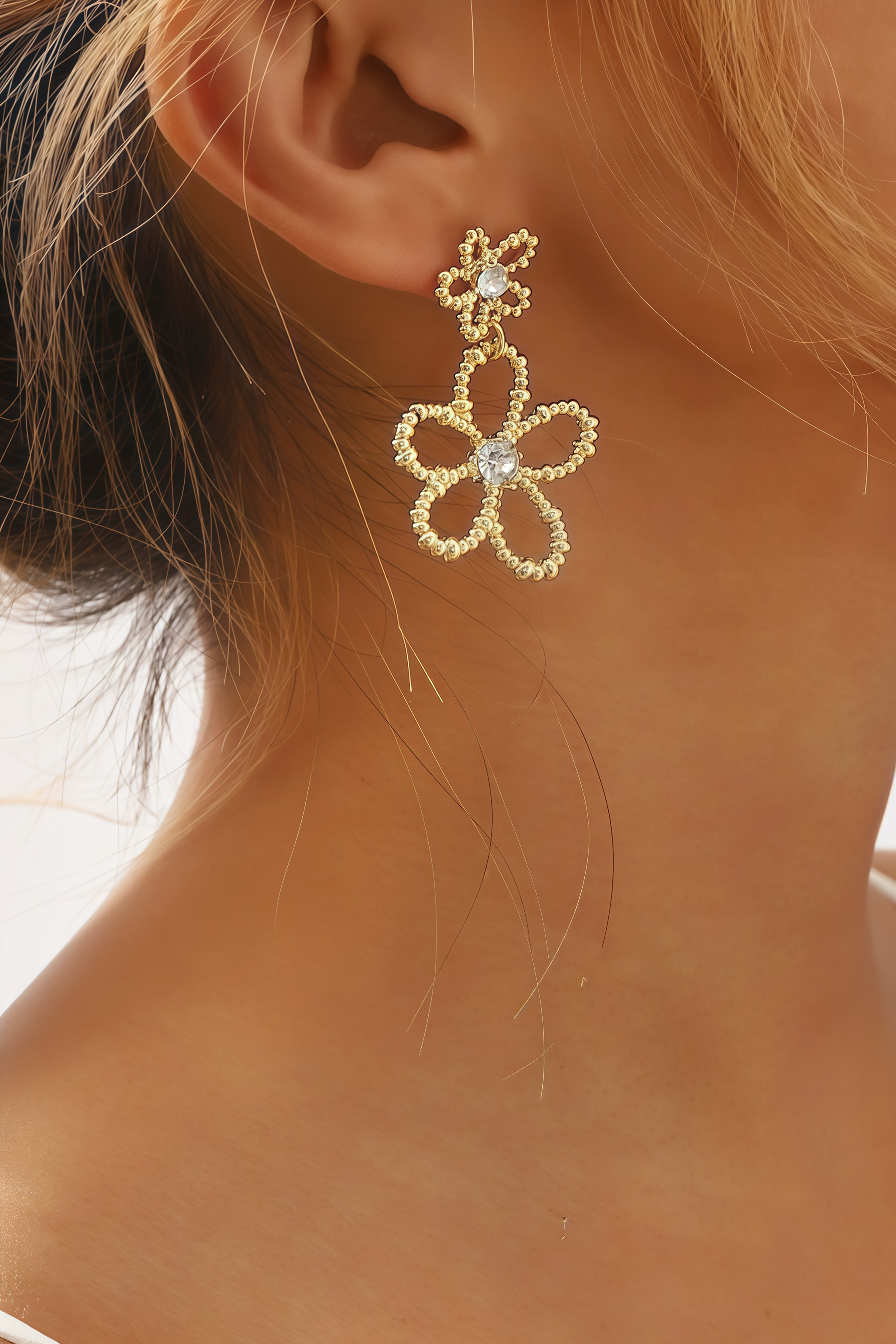 Nolan Openwork Flower and Diamond Earrings