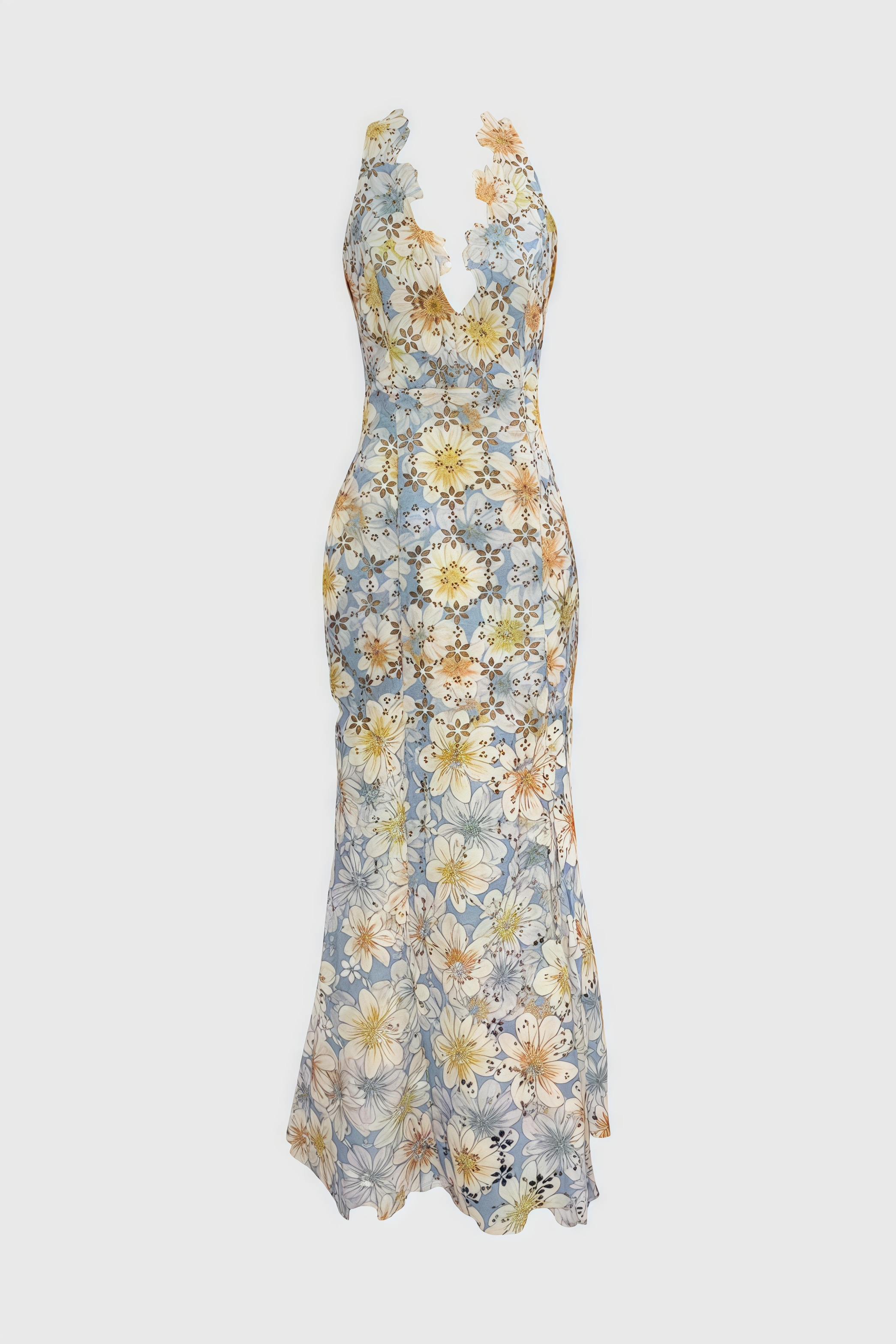 Tylot Nesting Floral Lace Halter Maxi Dress