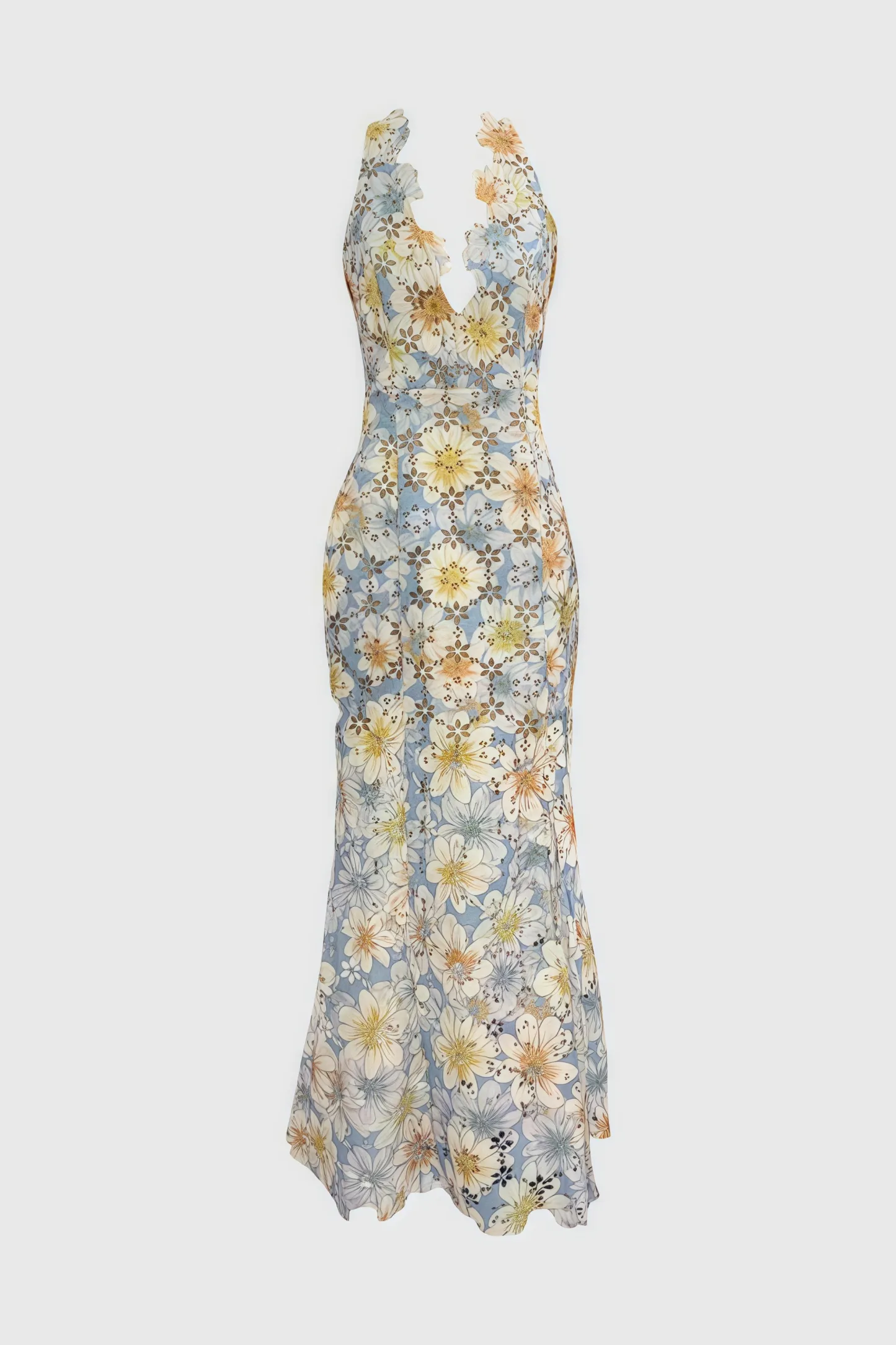 Tylot Nesting Floral Lace Halter Maxi Dress
