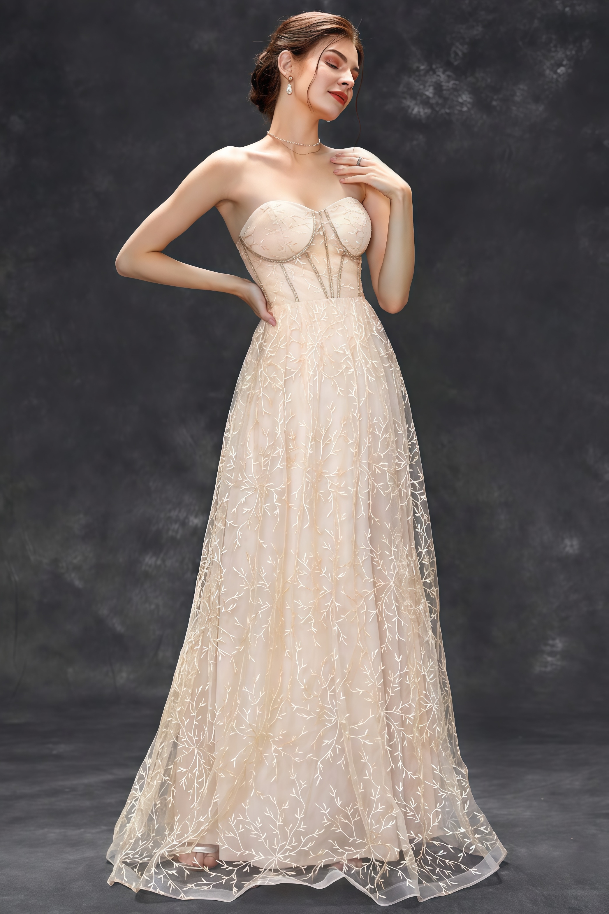 Jens Sheath Embroidered Mesh Maxi Dress