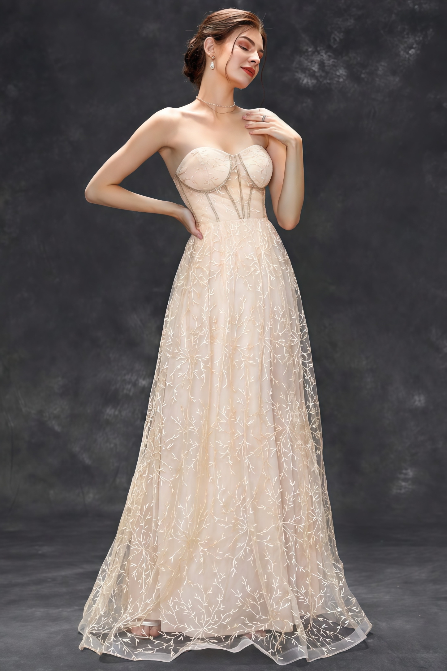 Jens Sheath Embroidered Mesh Maxi Dress