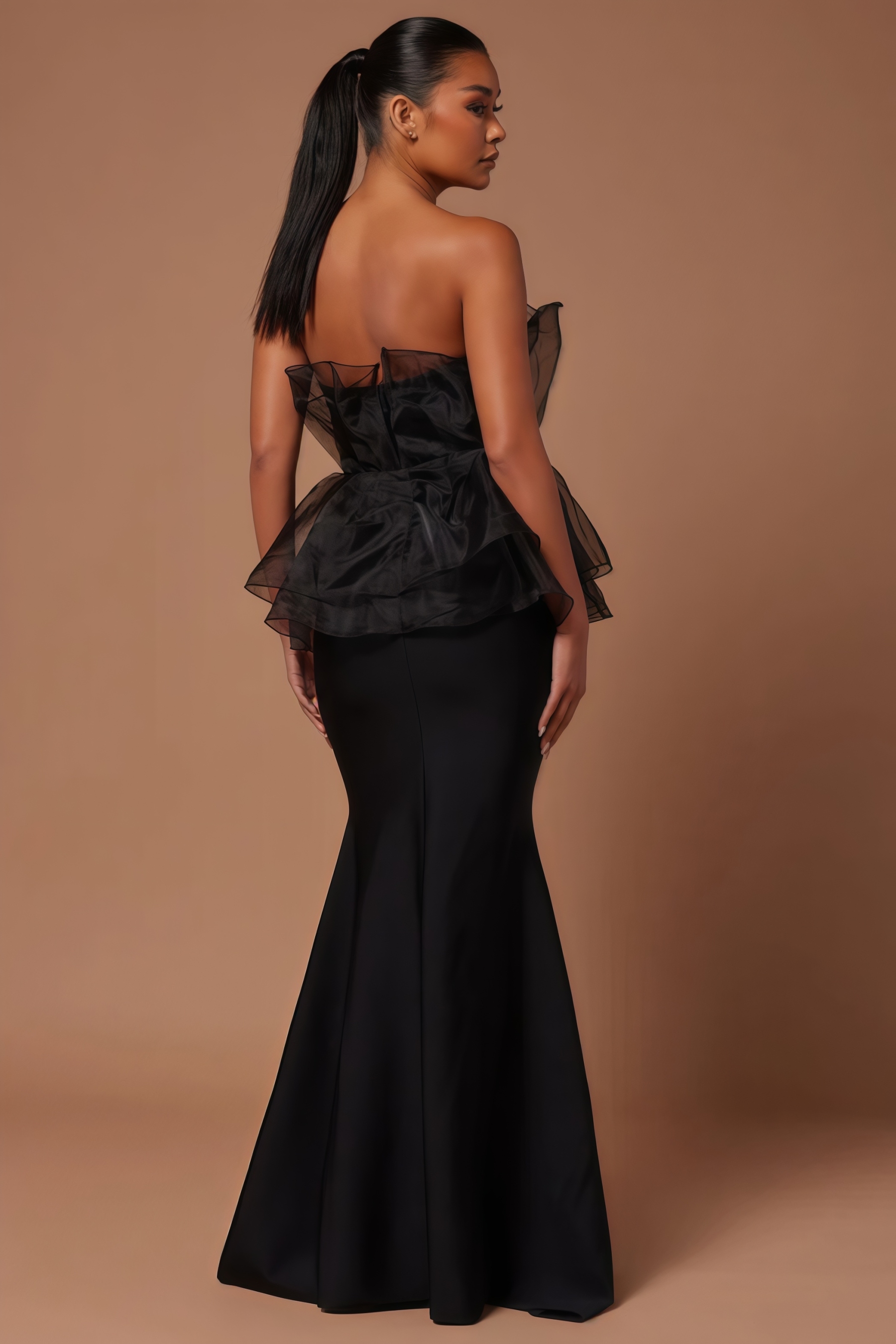 Eli Black Sheath Mesh Maxi Dress