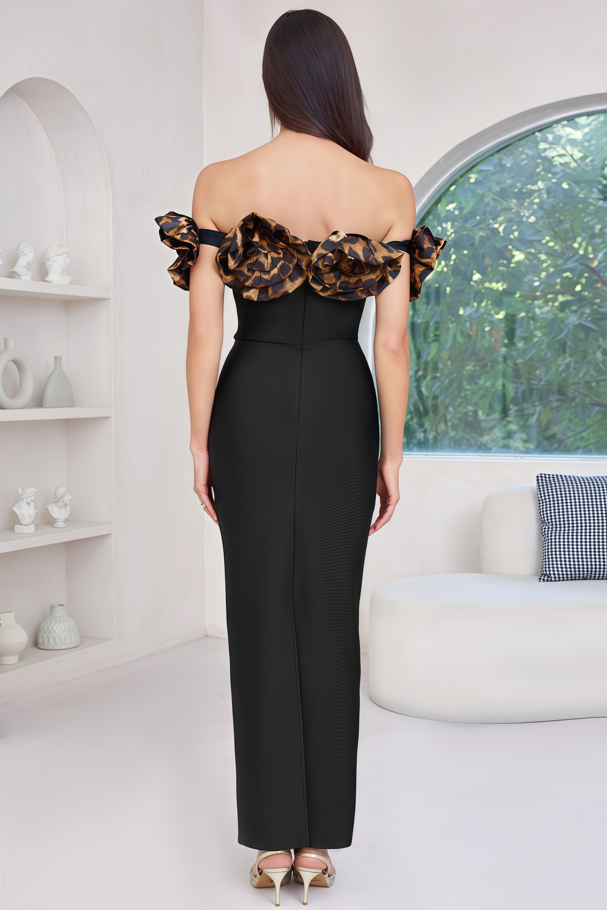 Donsa 3D Floral Bandage Maxi Dress