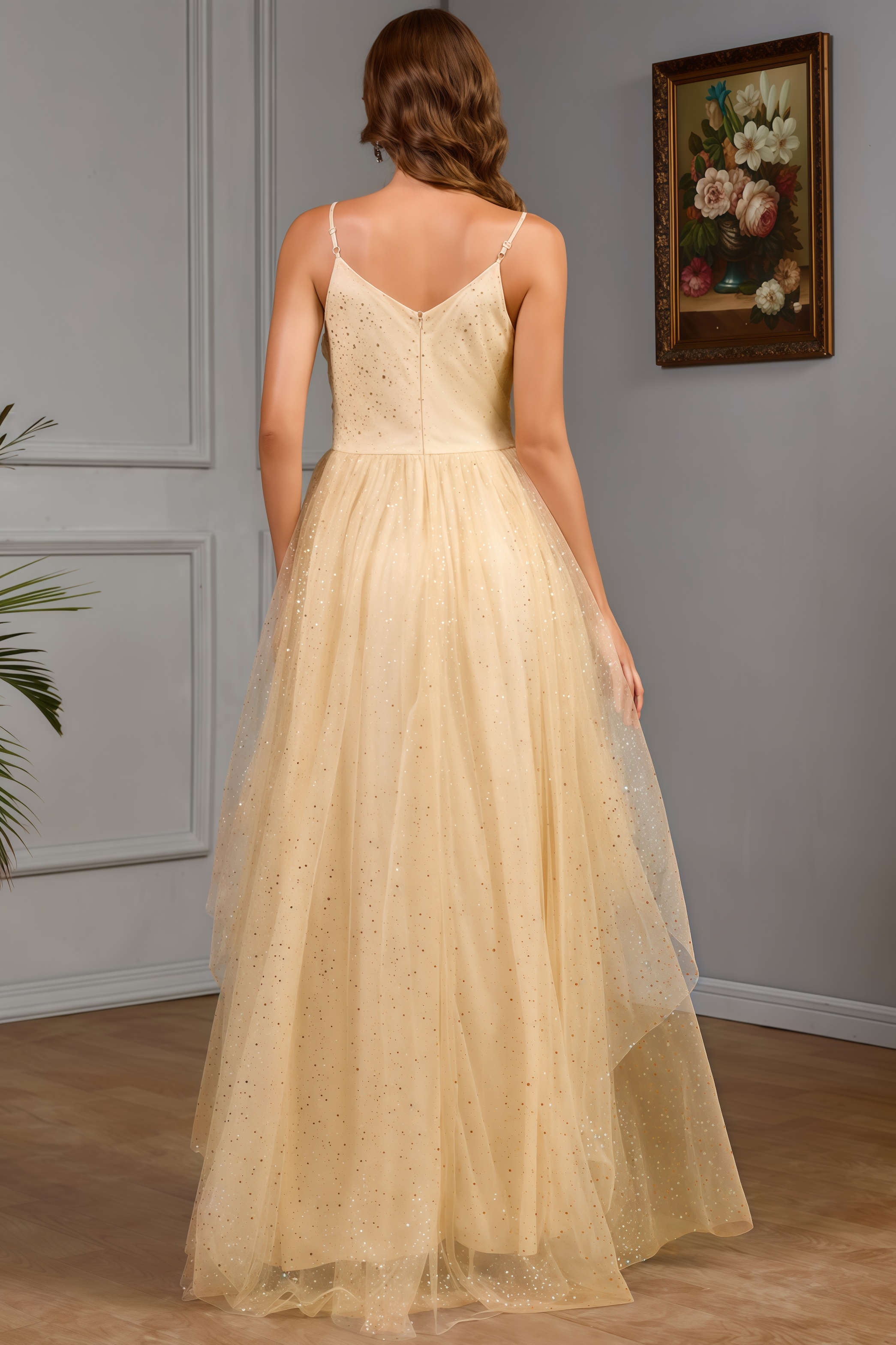 Ilian Halter V-Neck Sequin Maxi Dress