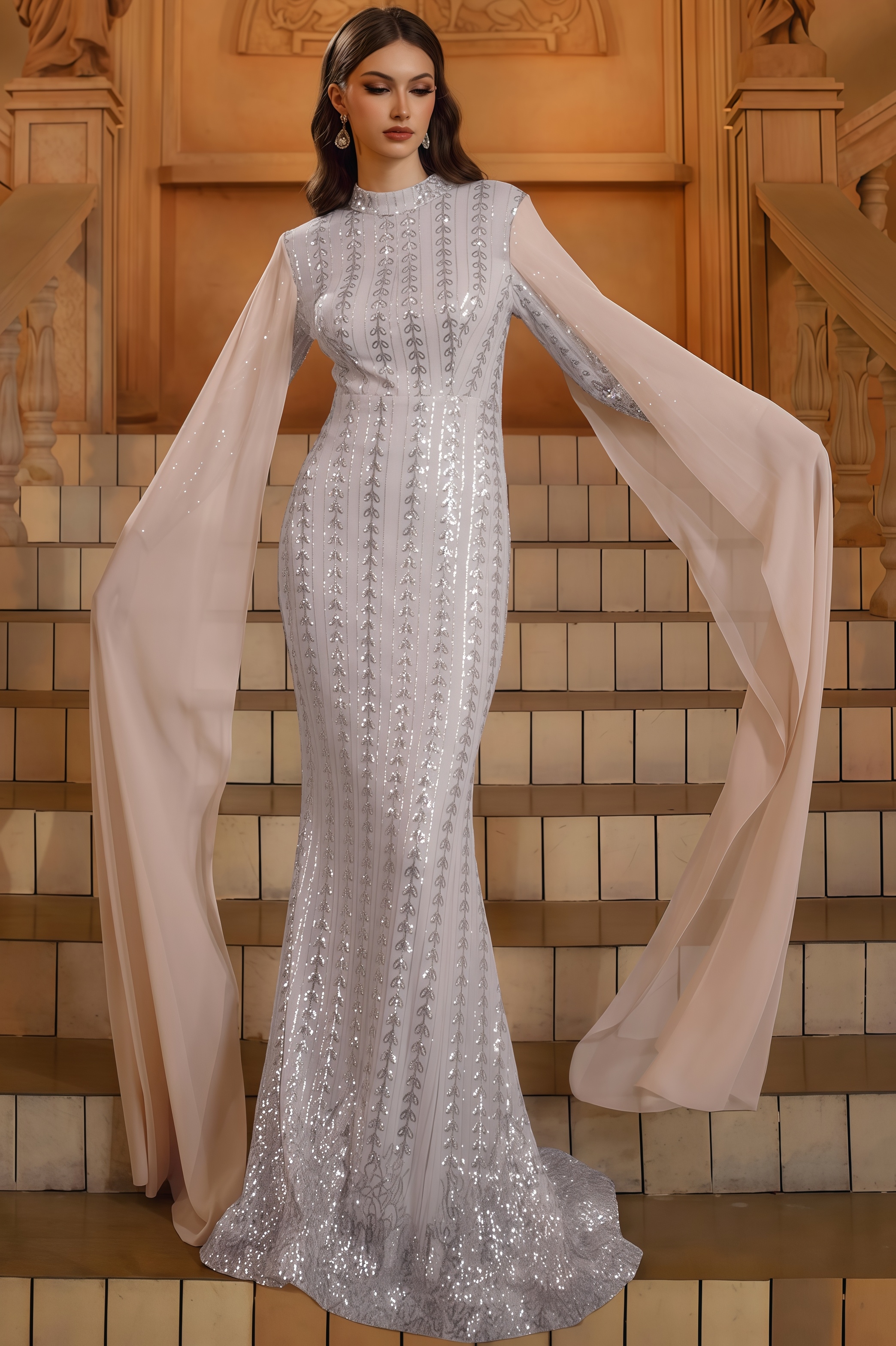 Elricso Long Sleeve Sequin Maxi Dress