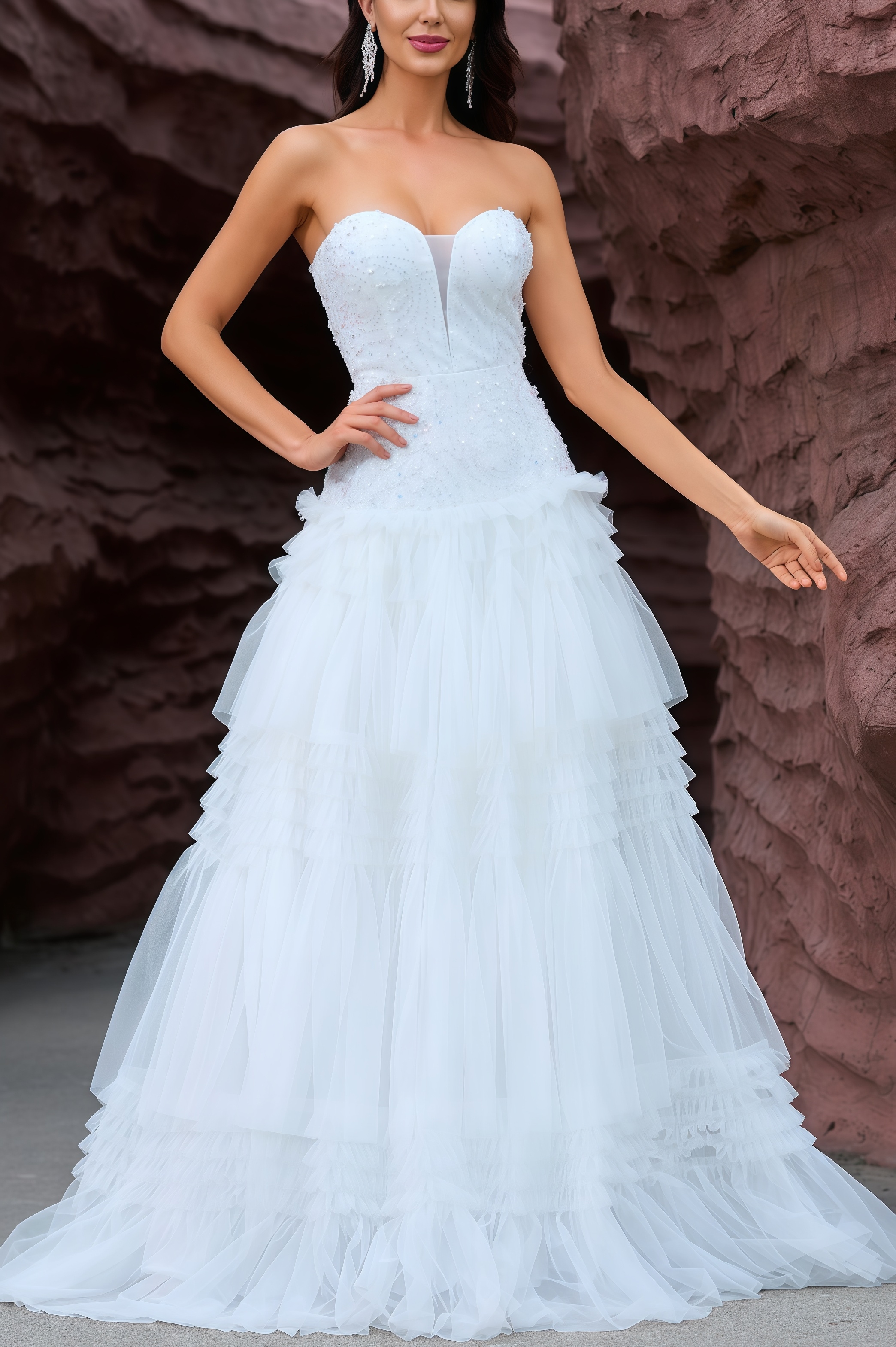 Xenian White Mesh Maxi Dress