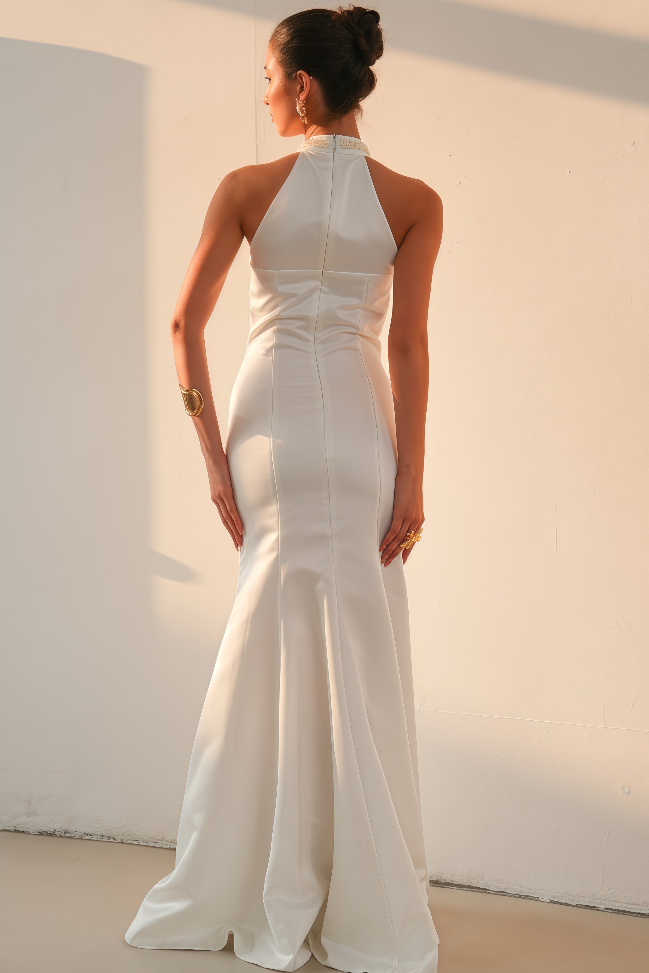 Binlk Beaded Round Neck Sleeveless Maxi Dress