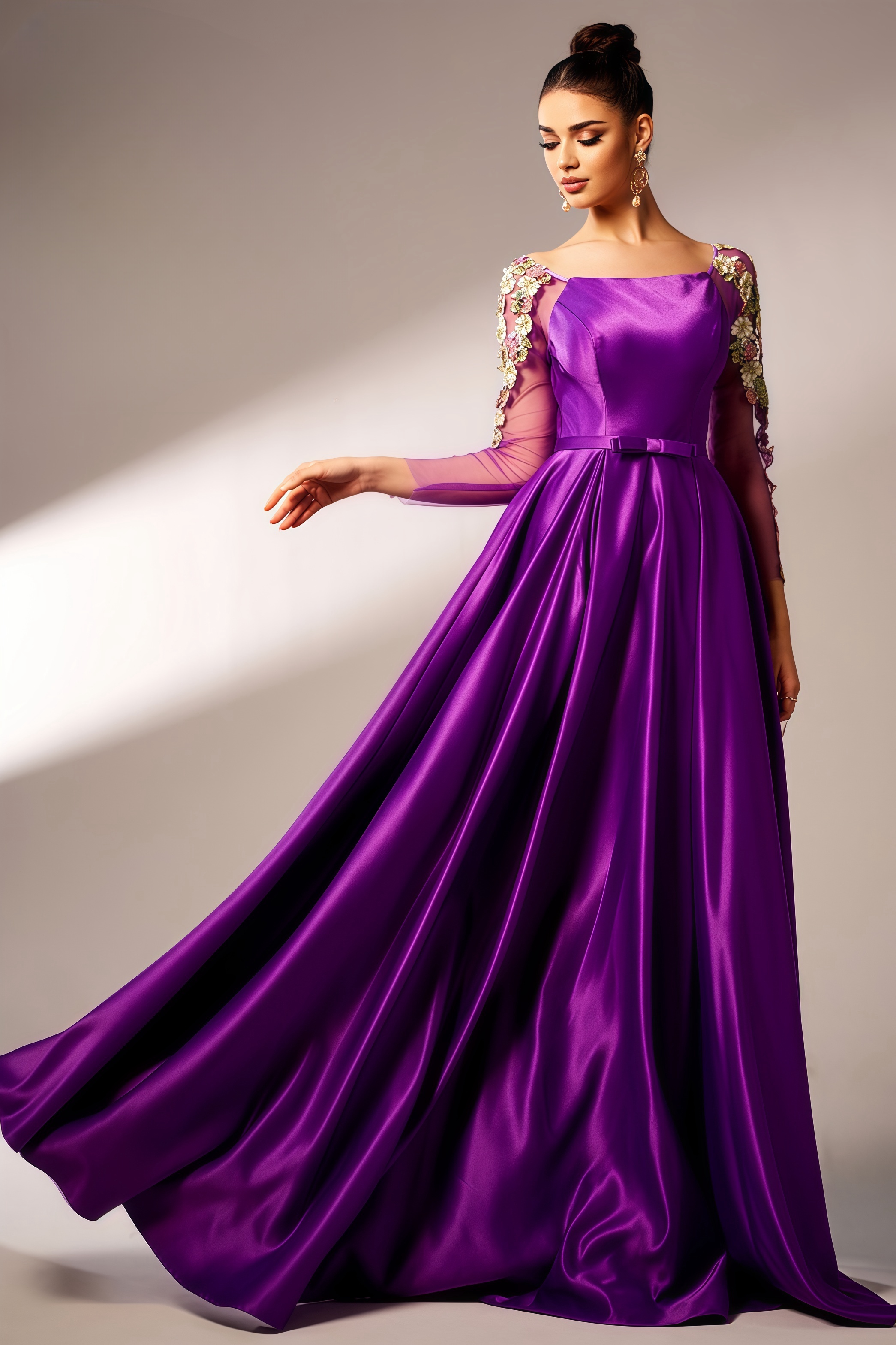 Eira Long Sleeve Applique Maxi Dress