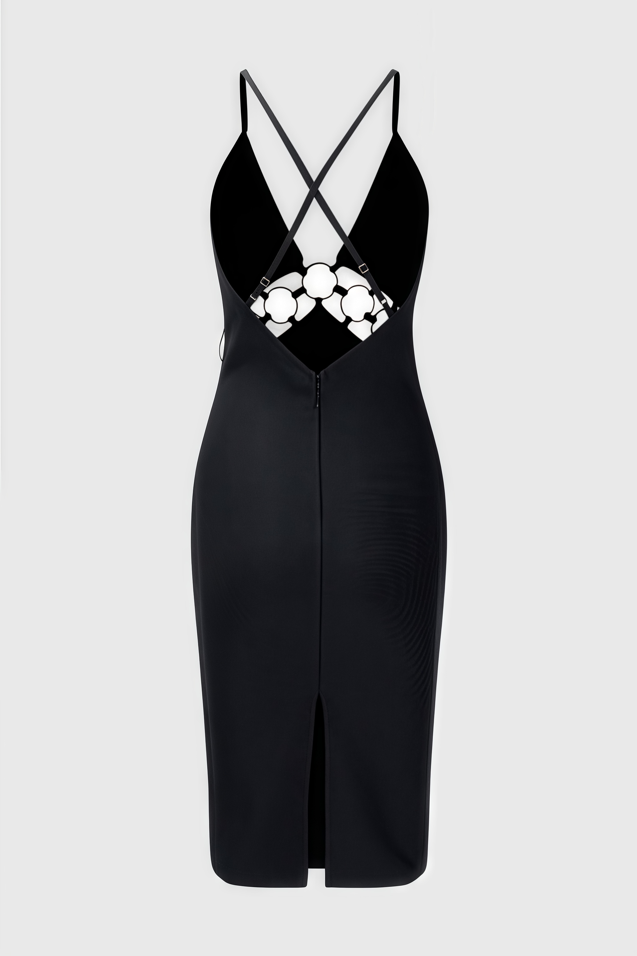 Sand Metal Buckle Bandage Midi Dress