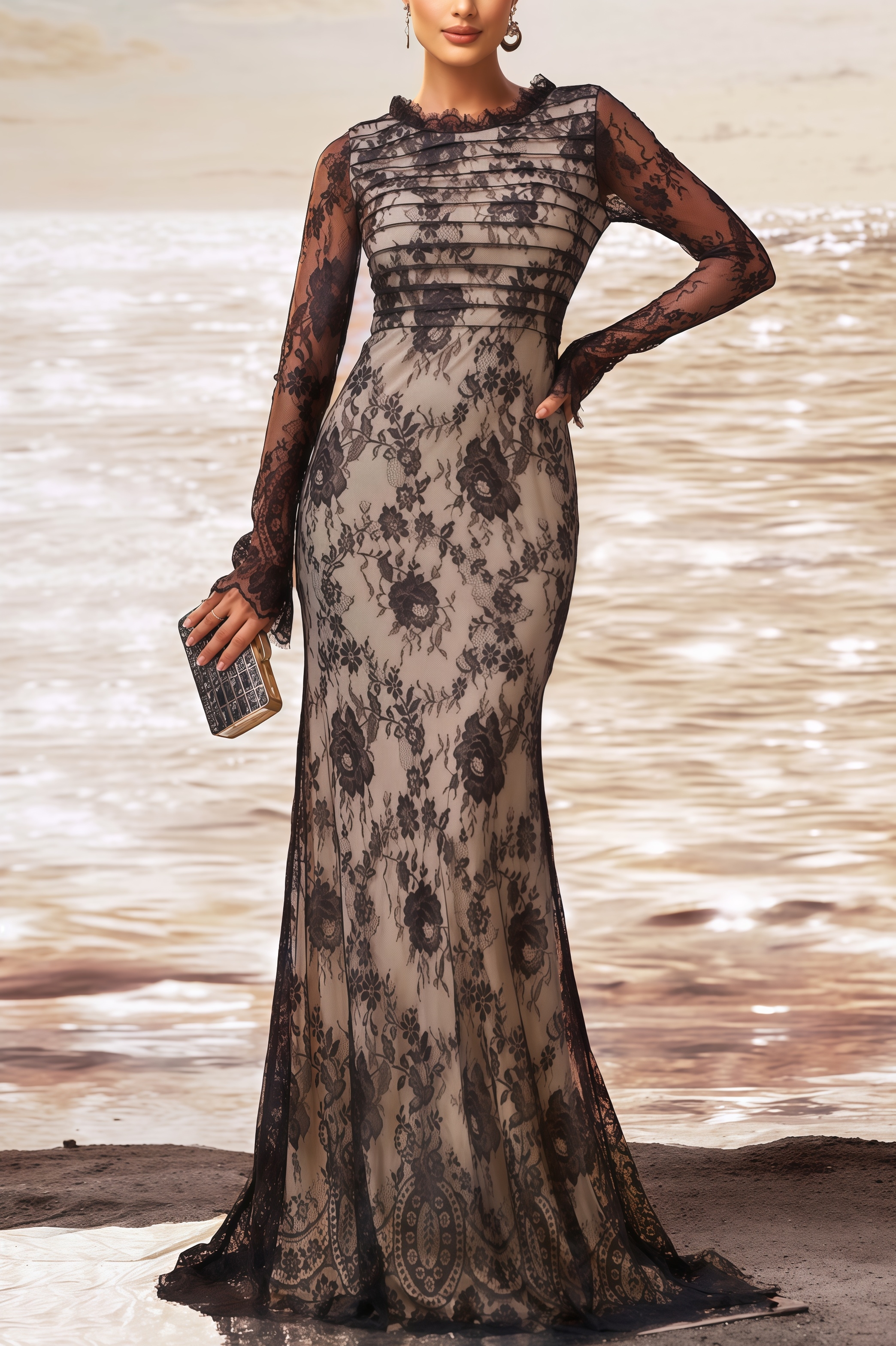 Remington Mesh Fishtail Maxi Dress