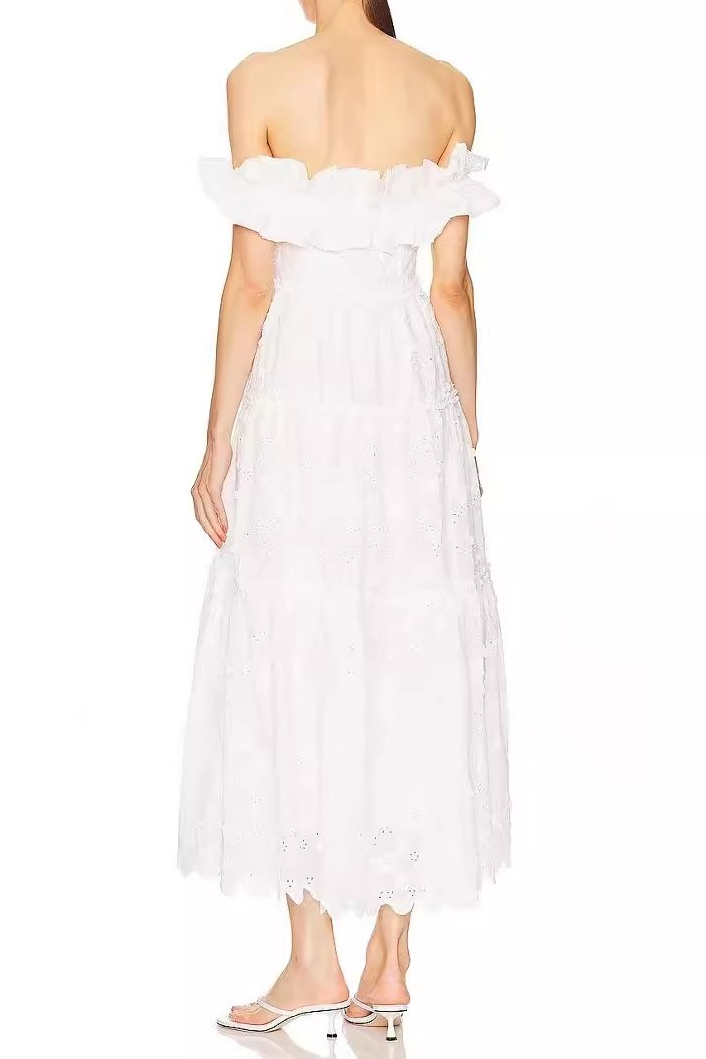 Marigold White Casual Slash Maxi Dress