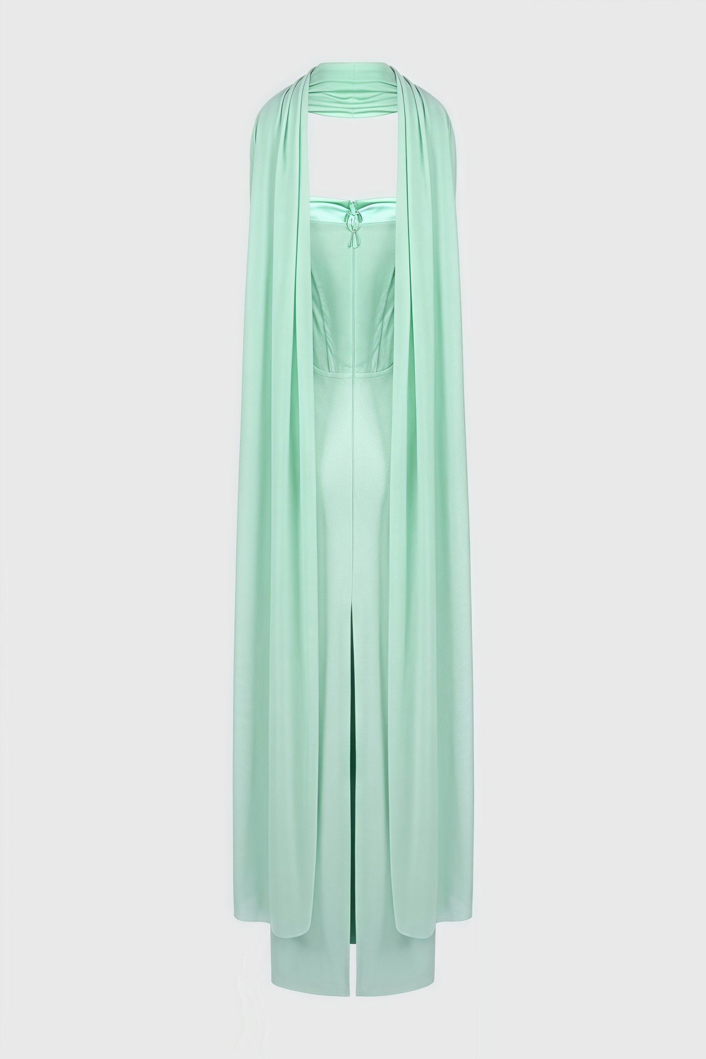 Gened Green Ribbon Sheer Chiffon Maxi Dress