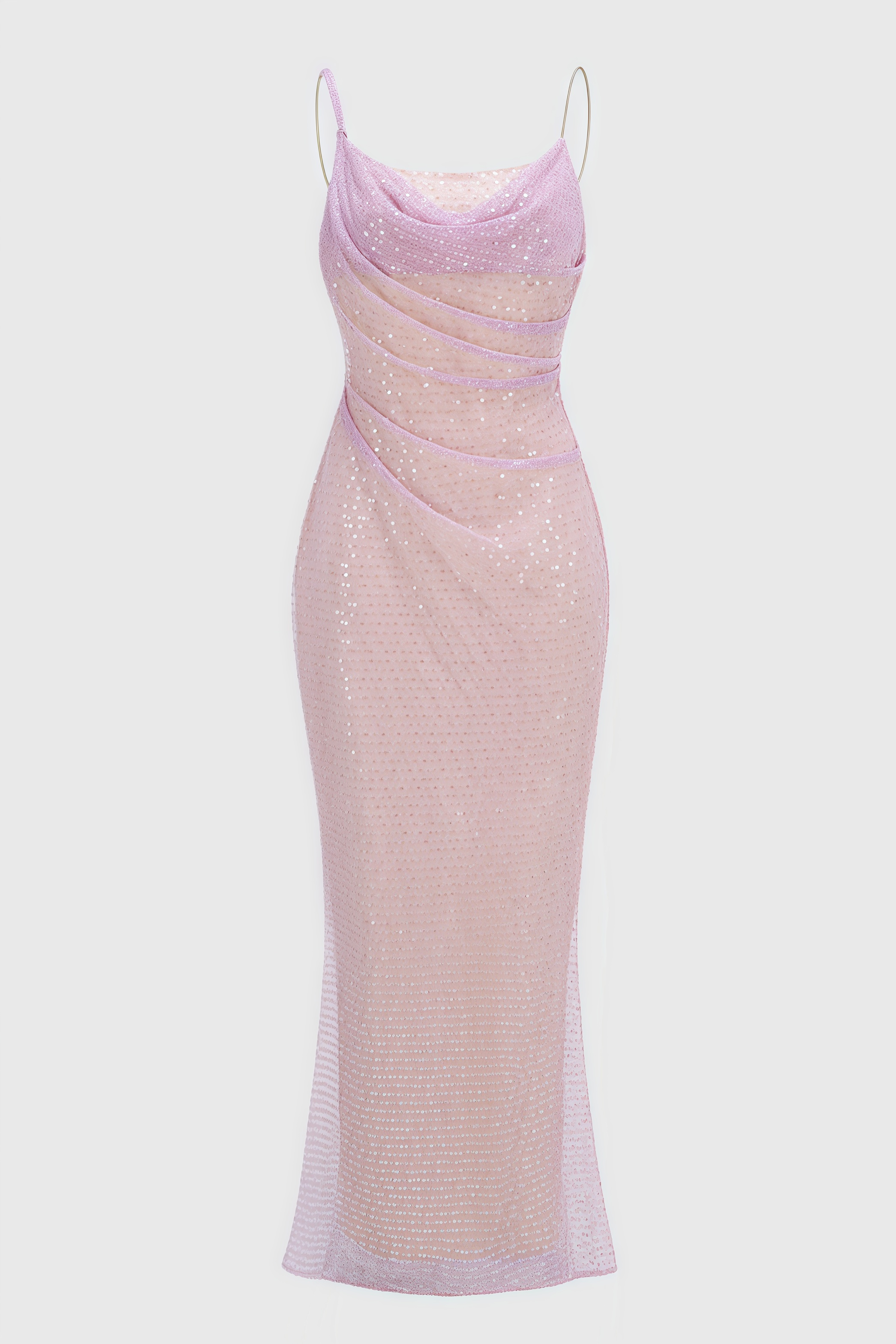 Hespere Halter Sequin Mesh Maxi Dress