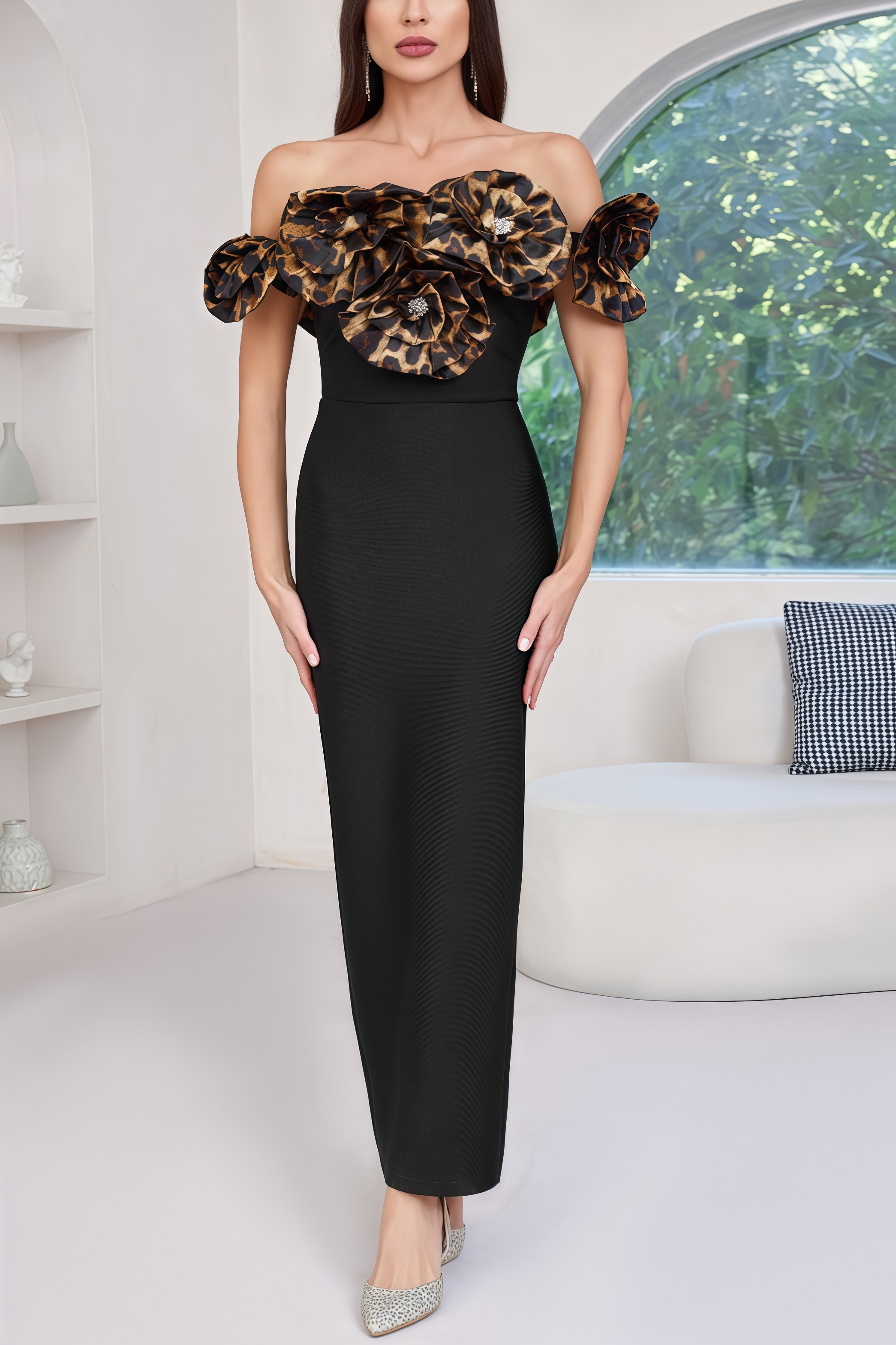 Donsa 3D Floral Bandage Maxi Dress