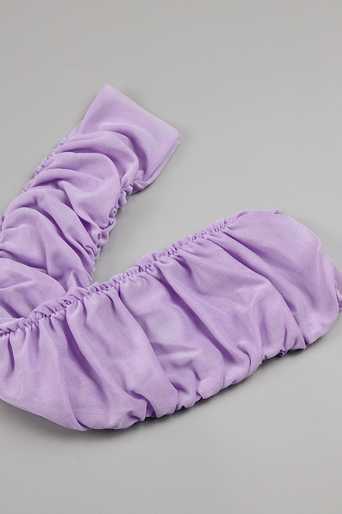 Bryony 3D Floral Lilac Lavender Gloves Pleated Midi Dress
