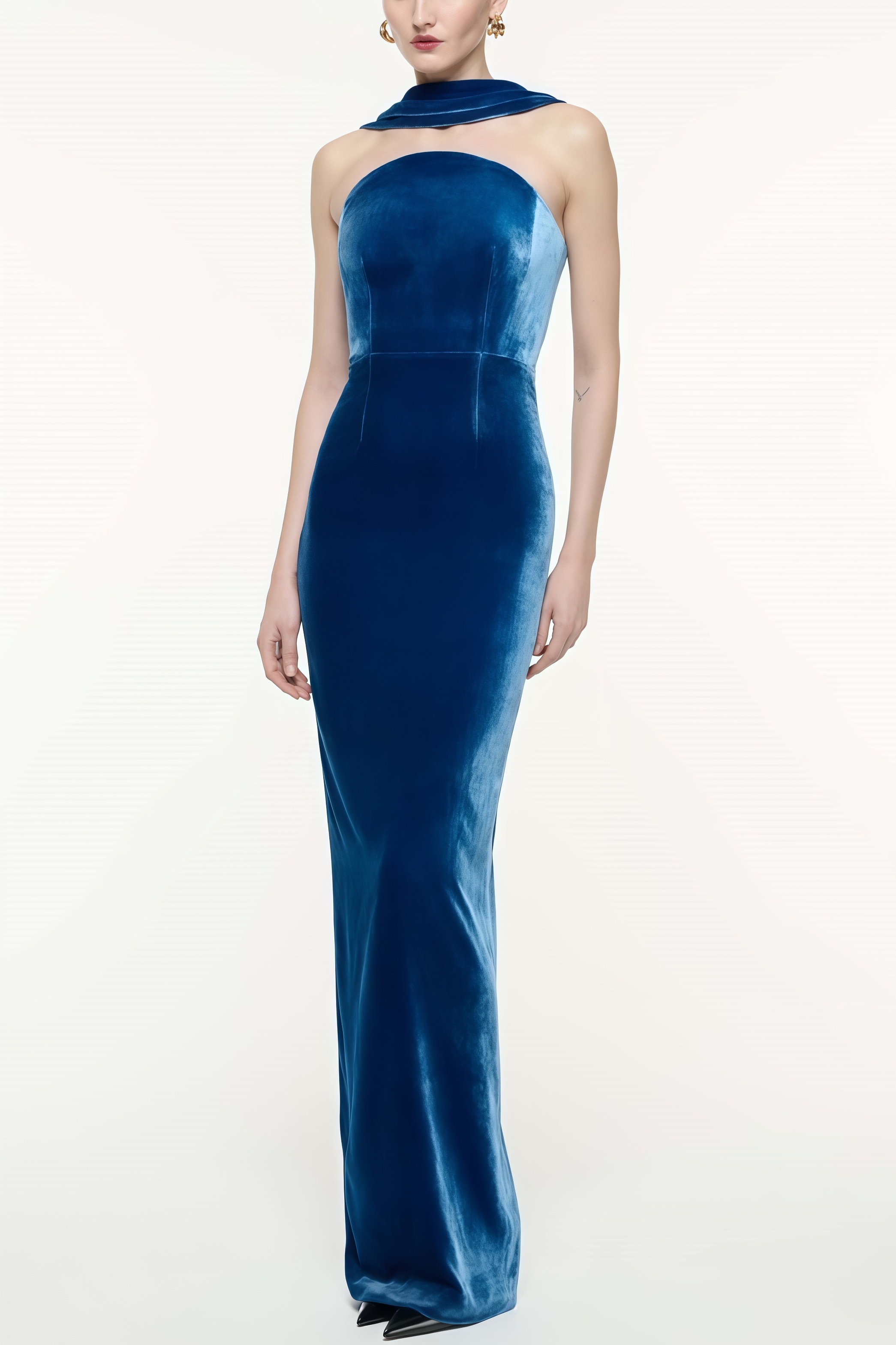 Liornd Blue Split Backless Maxi Dress