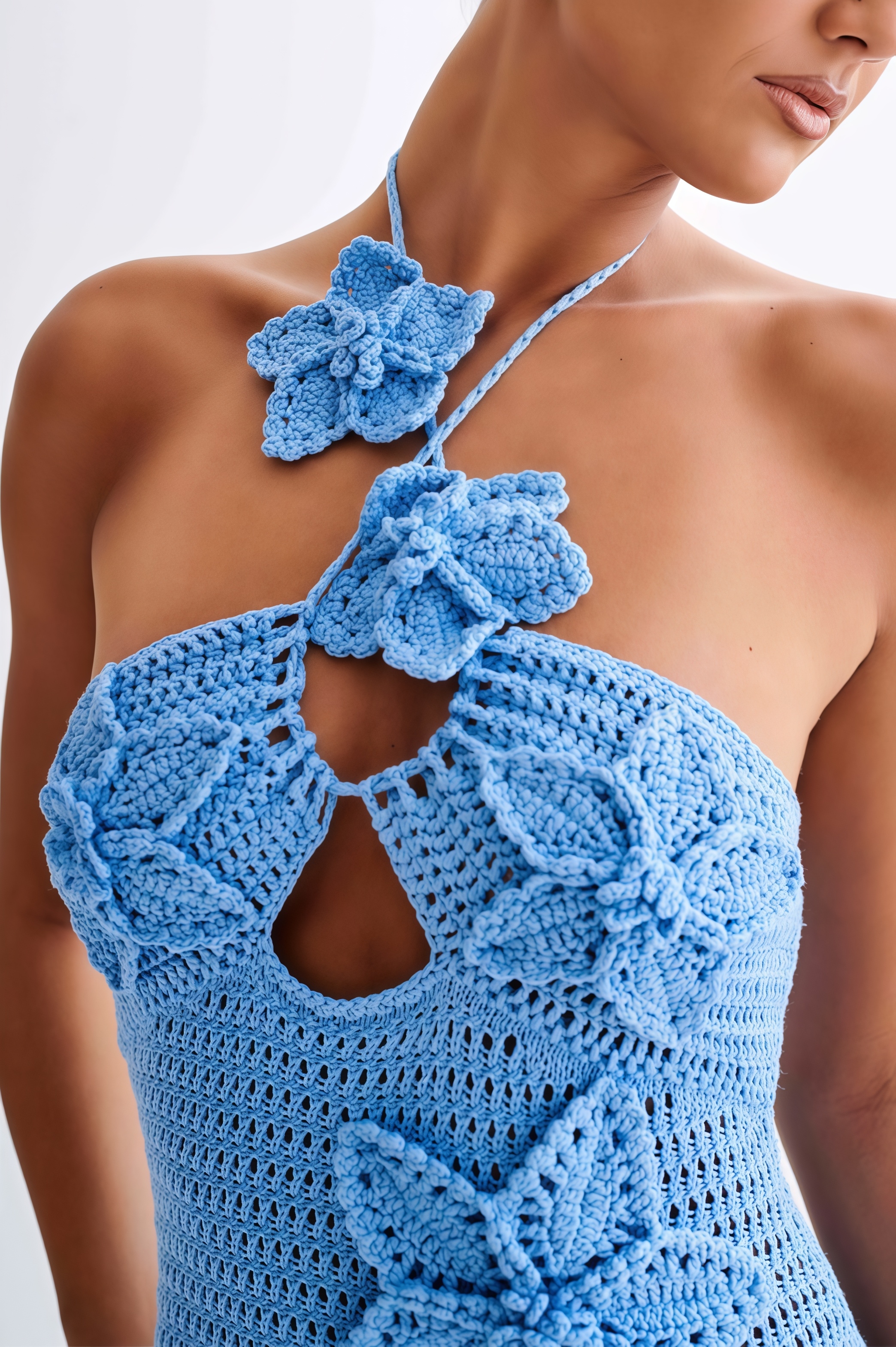 Remyed Openwork Knit 3D Floral Maxi Dress