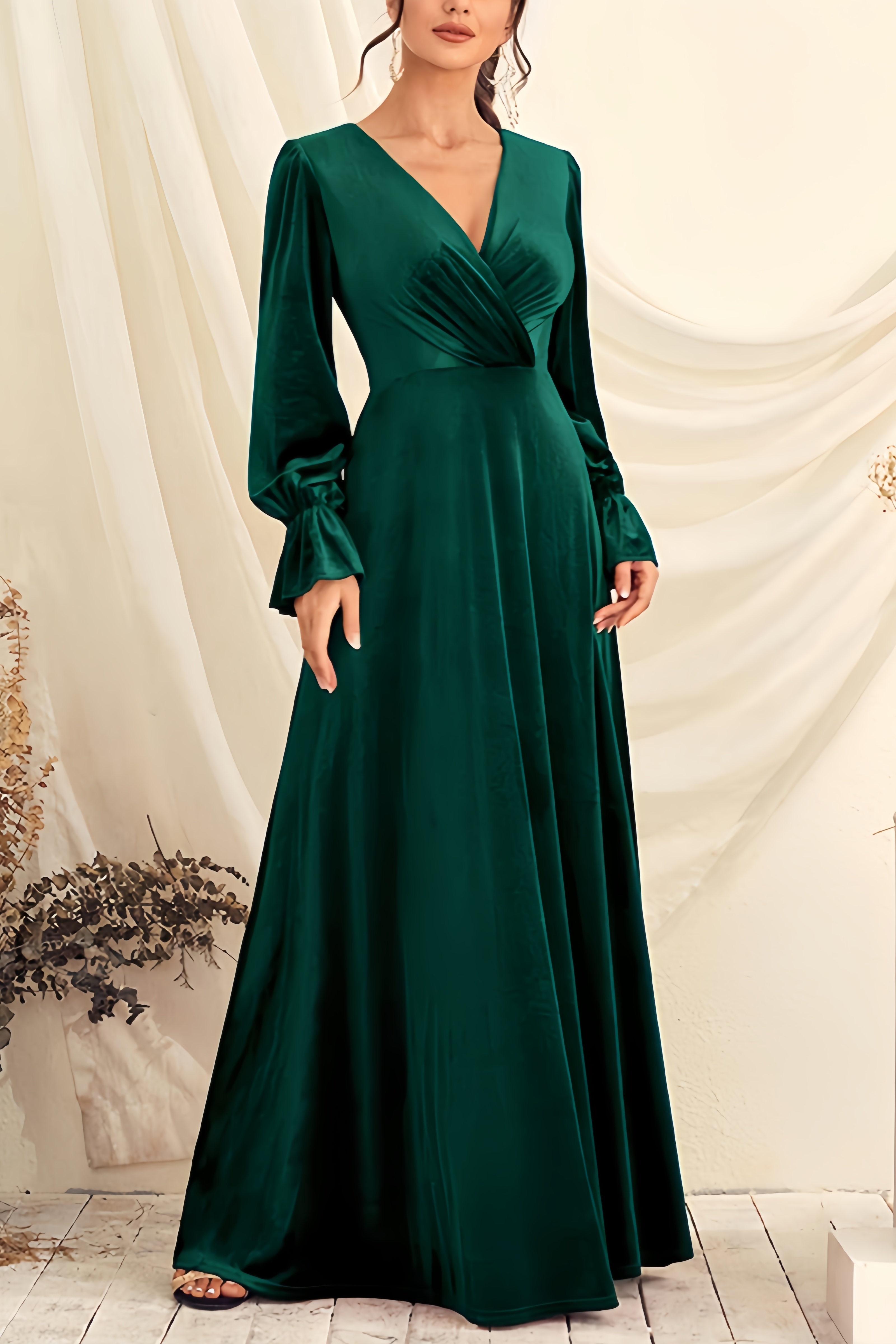 Elara V-Neck Chiffon Maxi Dress