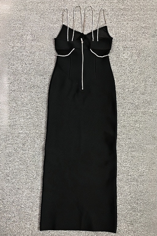 Tiria Halter Diamond Chain Maxi Dress