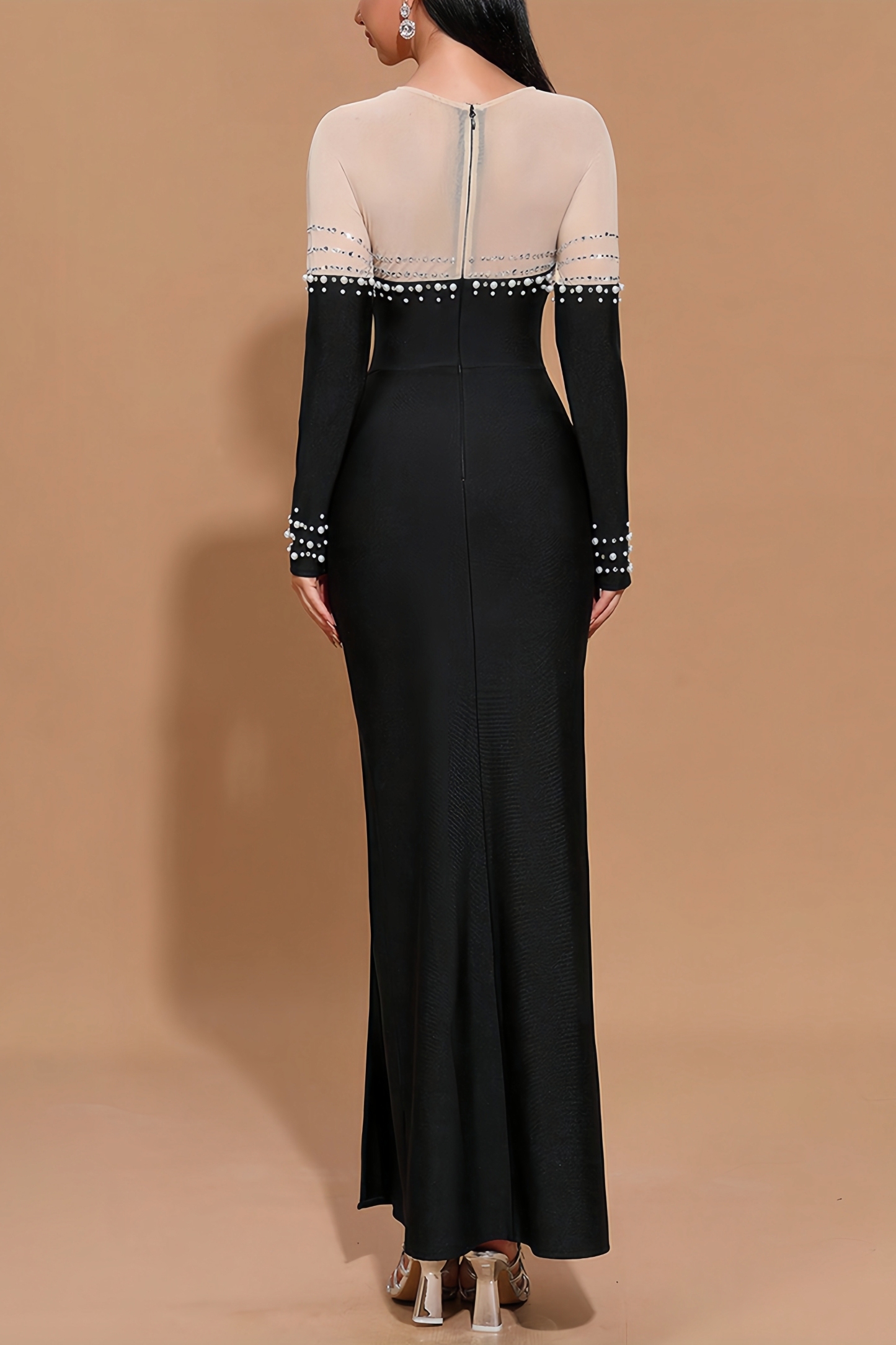 Anter Patchwork Diamante Beaded Maxi Dress