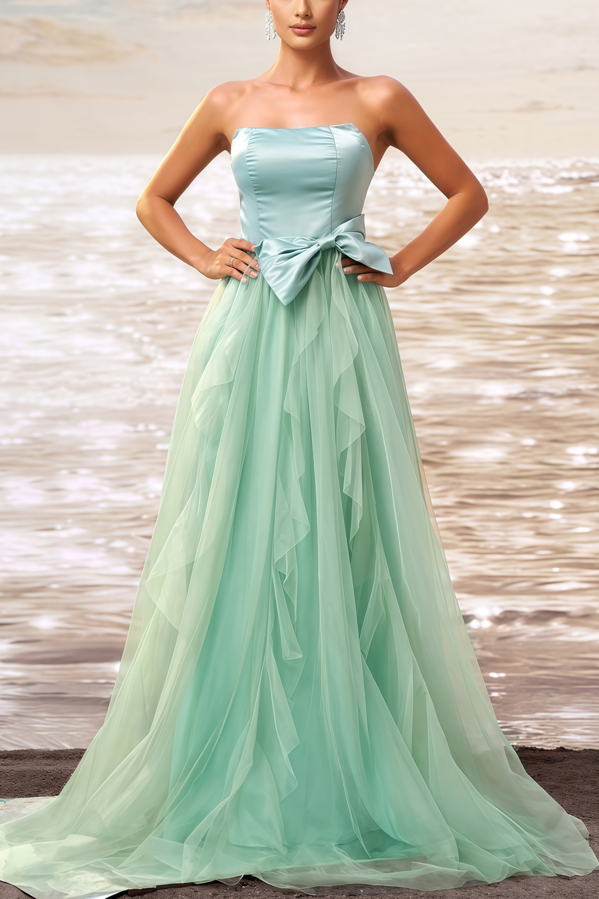 Atlasad Sleeveless Mesh Maxi Dress