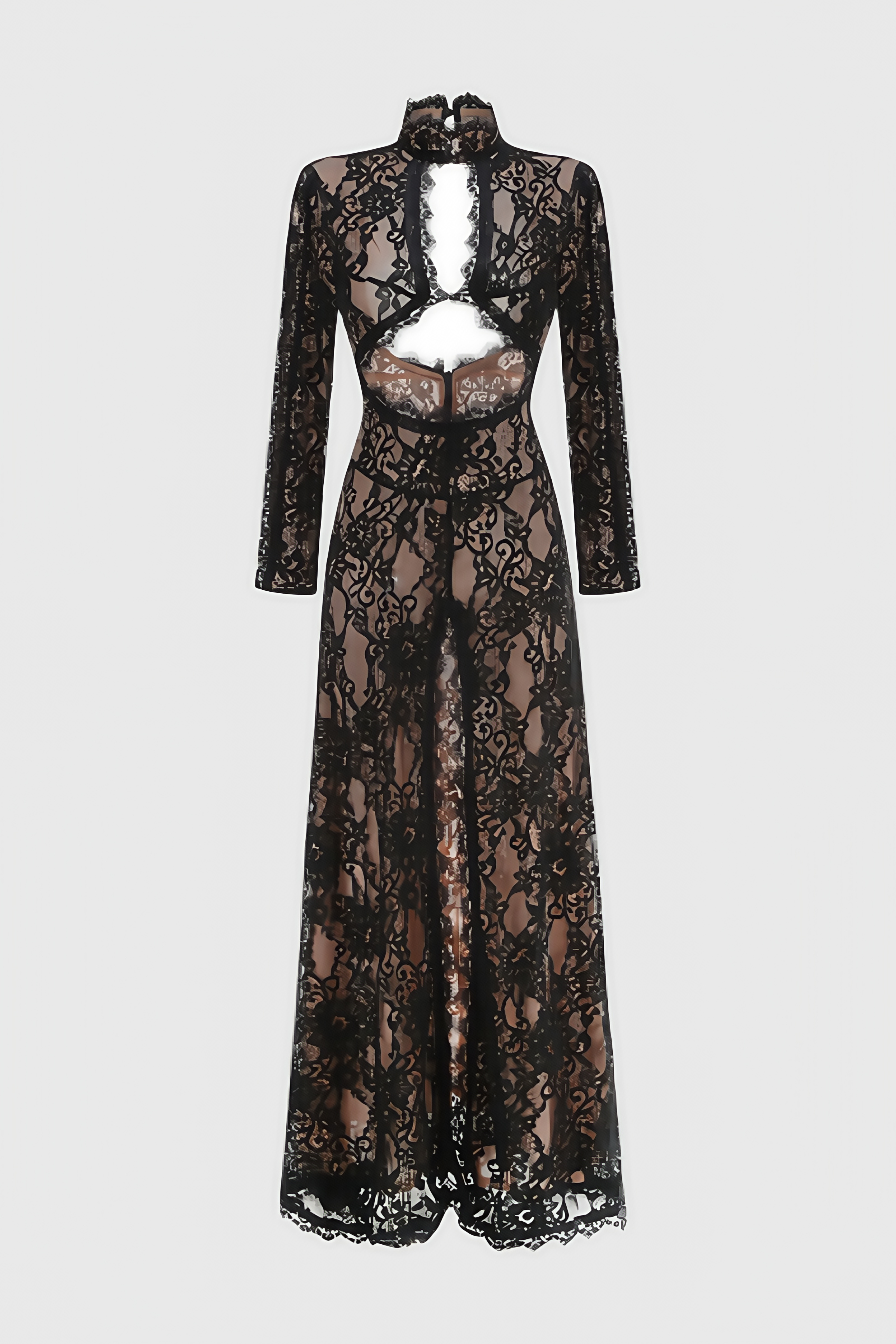 Ruelld Deep V-neck Lace Slit Maxi Dress