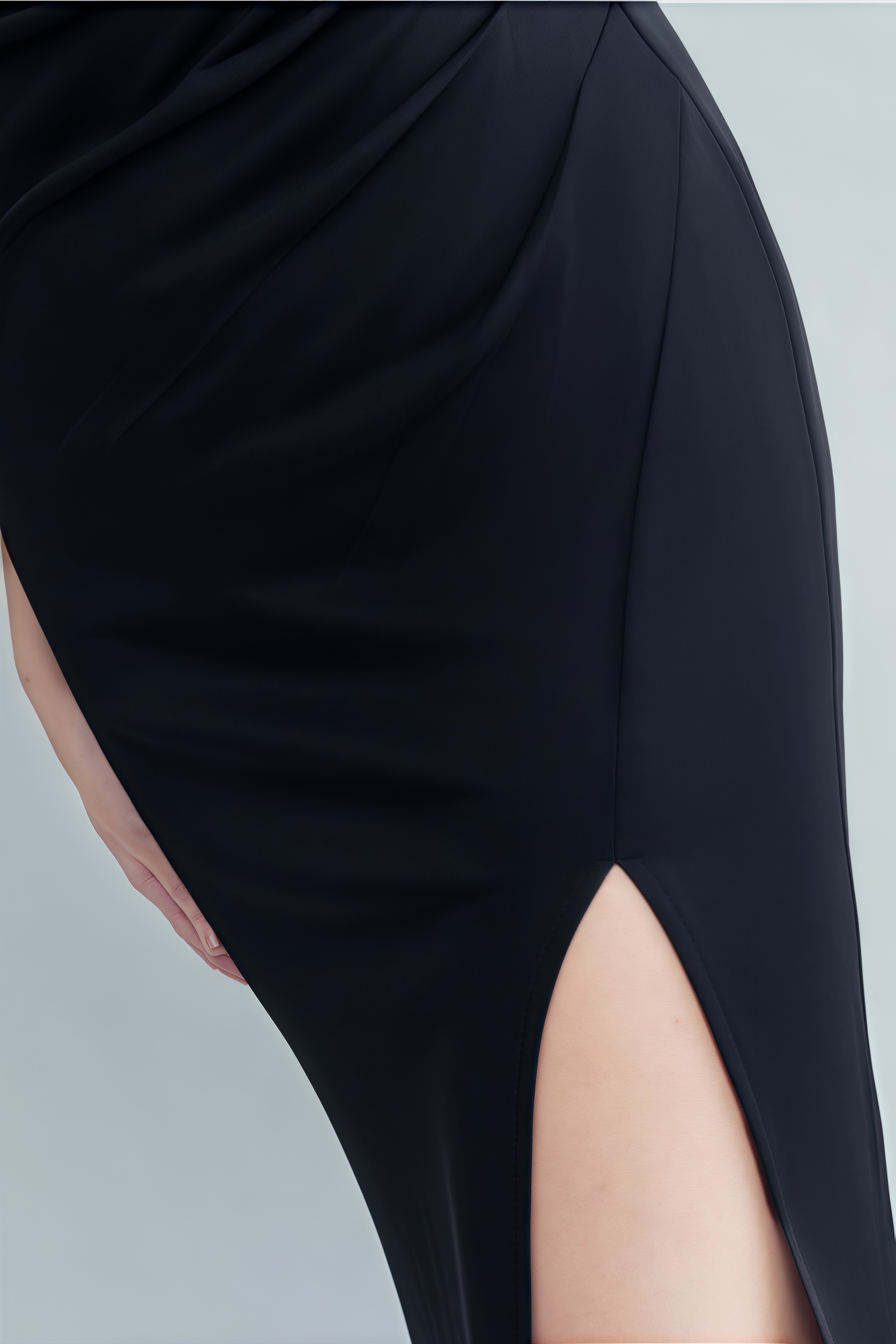 Vazada Black One-Shoulder Embroidered Maxi Dress