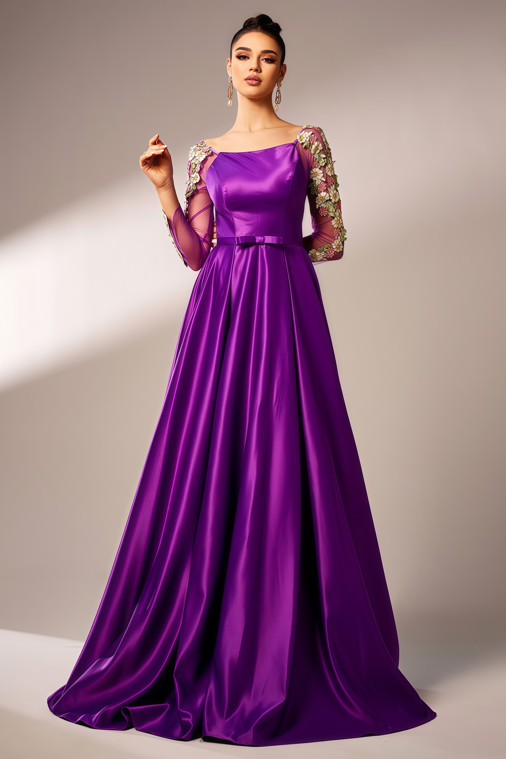 Eira Long Sleeve Applique Maxi Dress