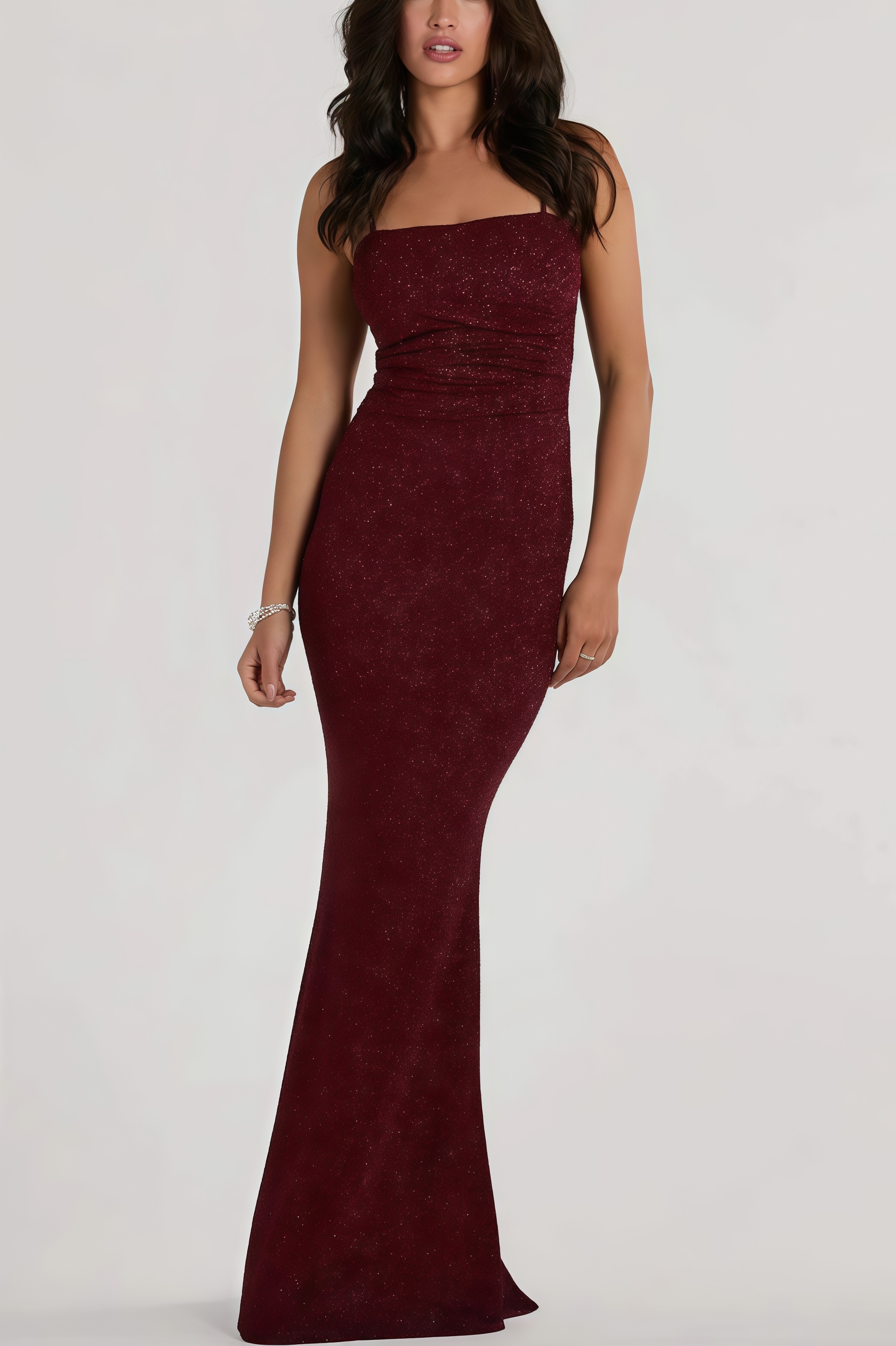 Ionea Red Strappy Ruched Wrap Maxi Dress