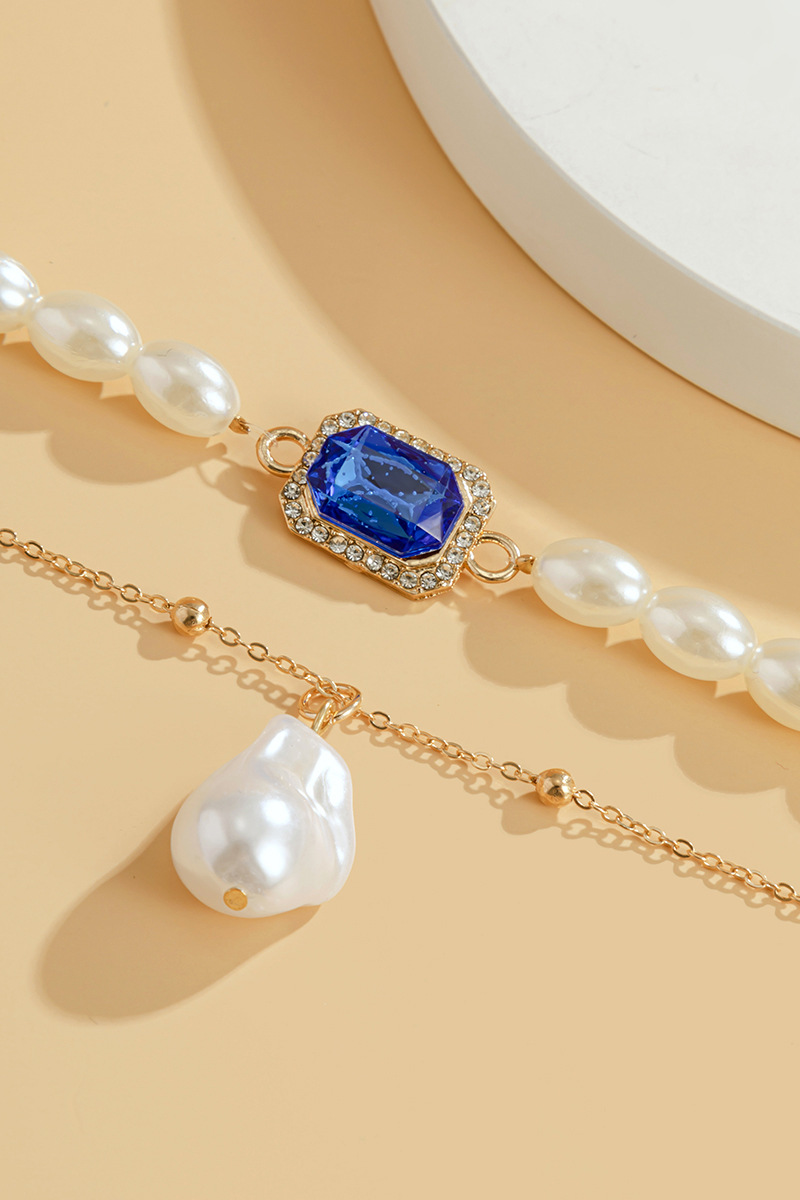 Mona Imitation Pearl Gemstone Necklace