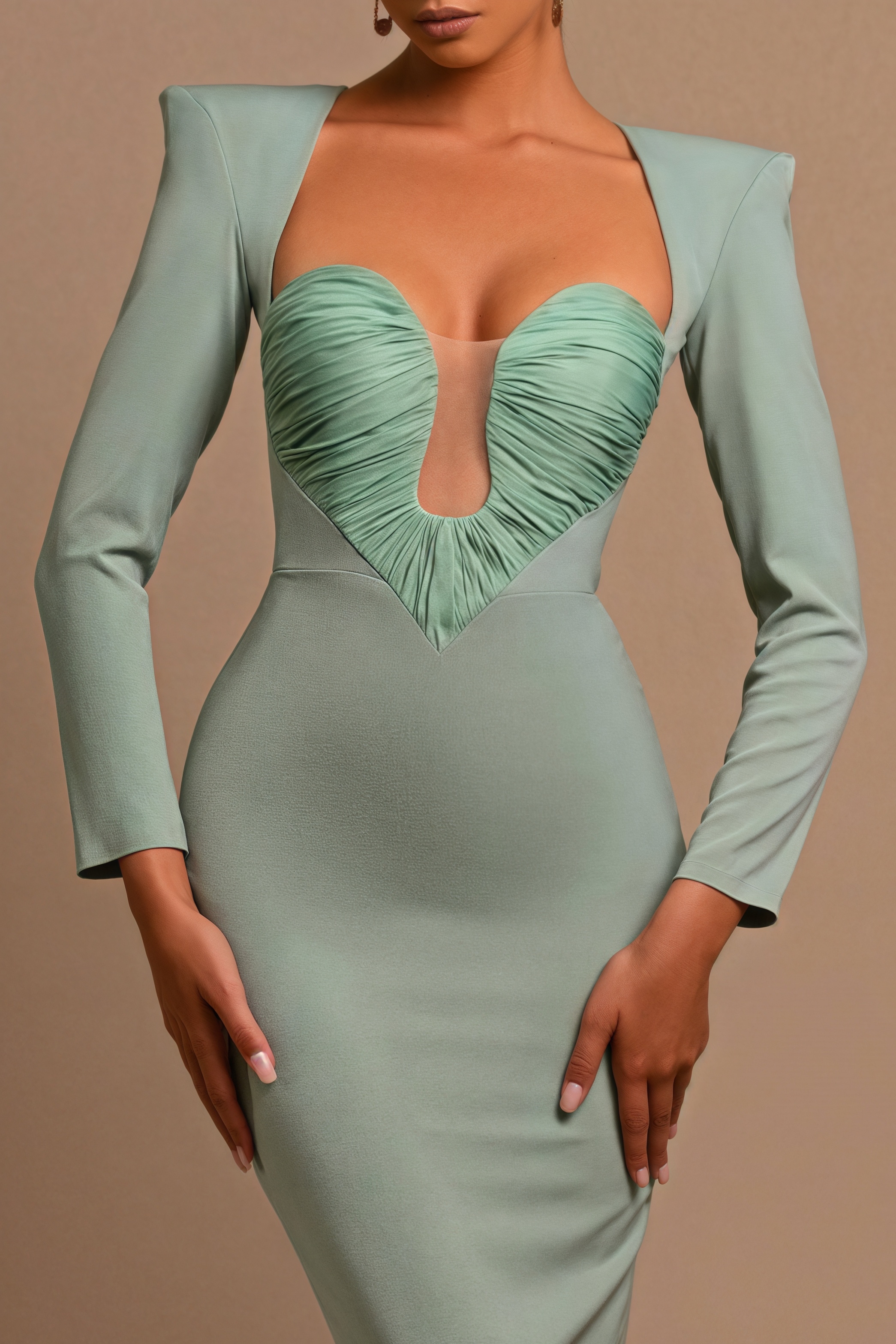 Celestine Green Square Neck Maxi Dress
