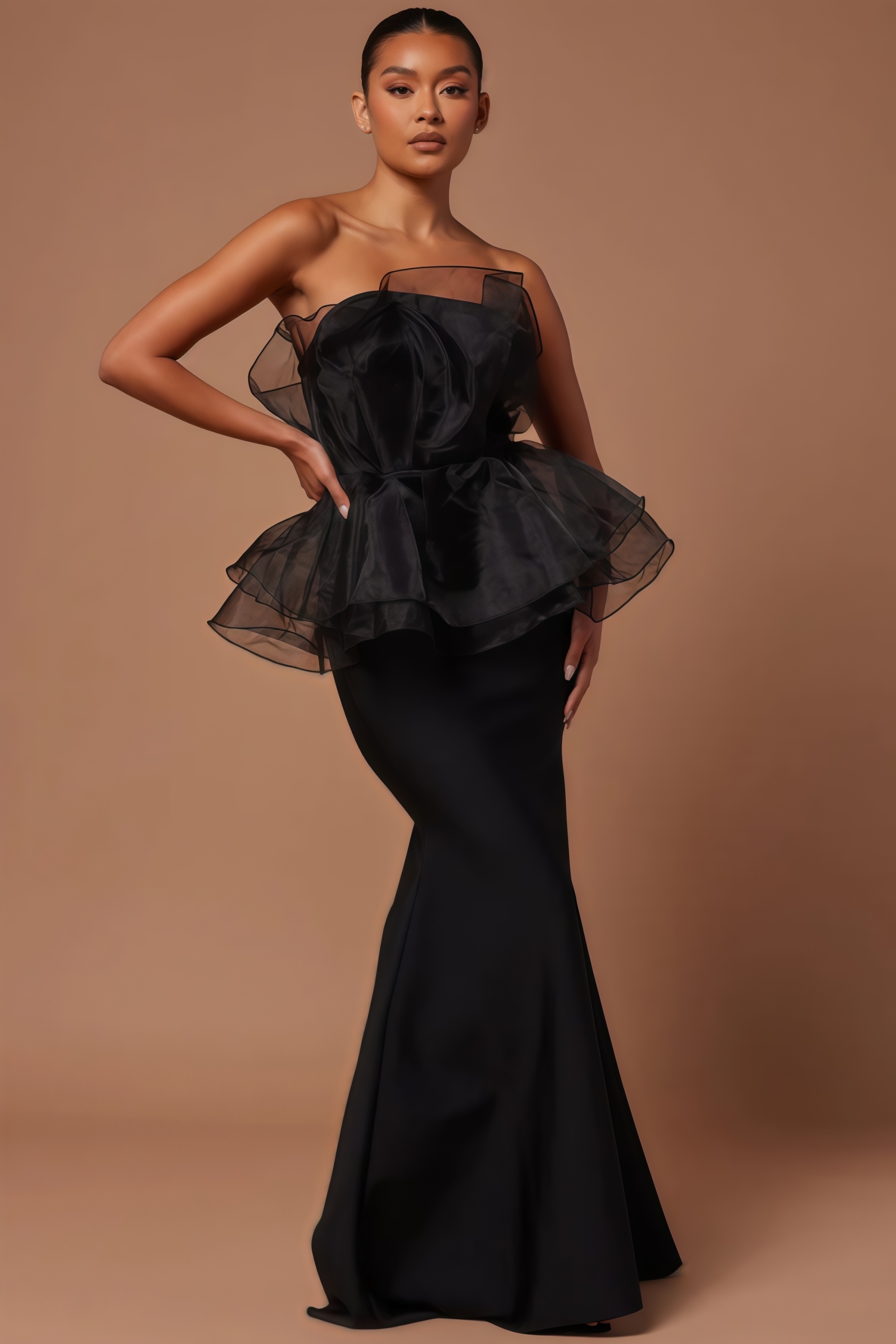 Eli Black Sheath Mesh Maxi Dress