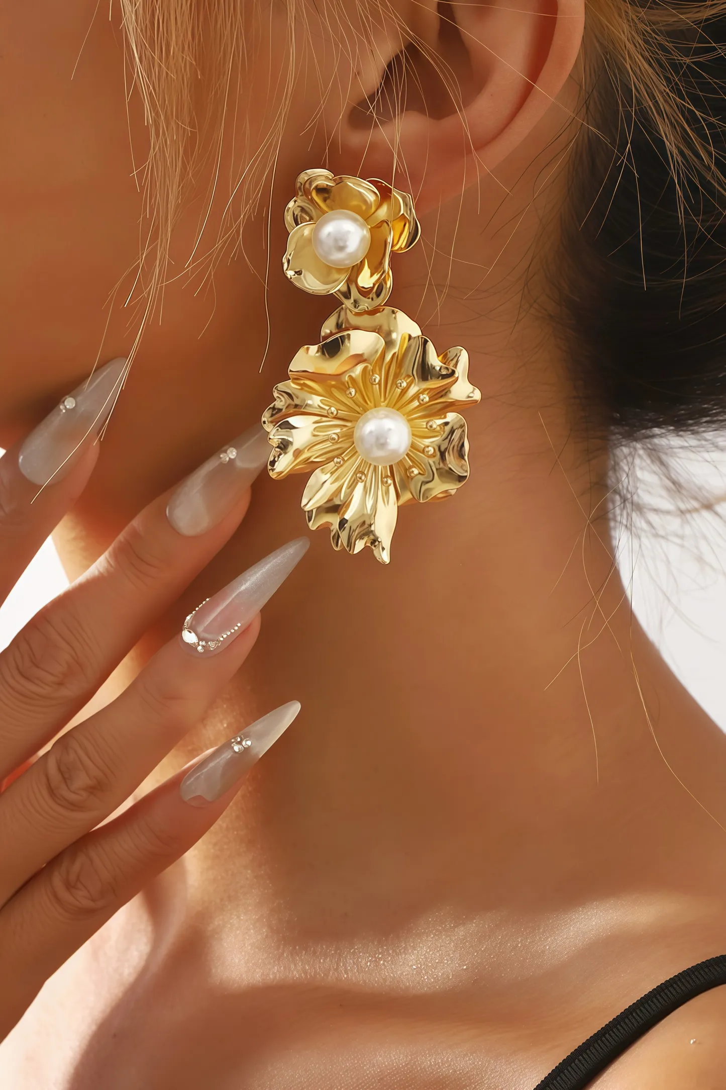 Emrys Pearl 3D Flower Earrings
