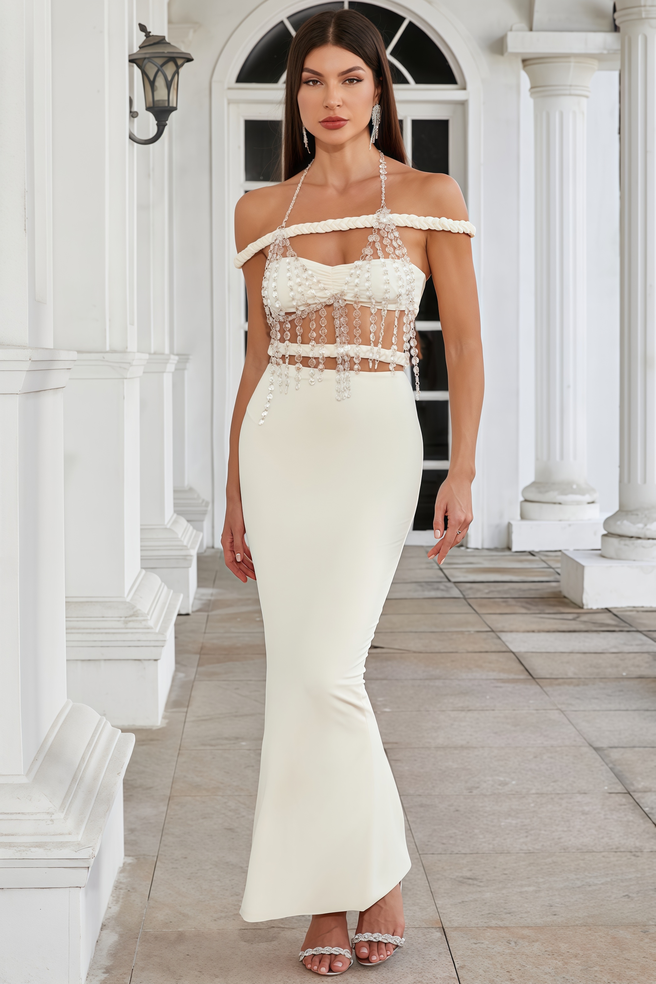 Orin Strapless Hanging Neck Maxi Dress