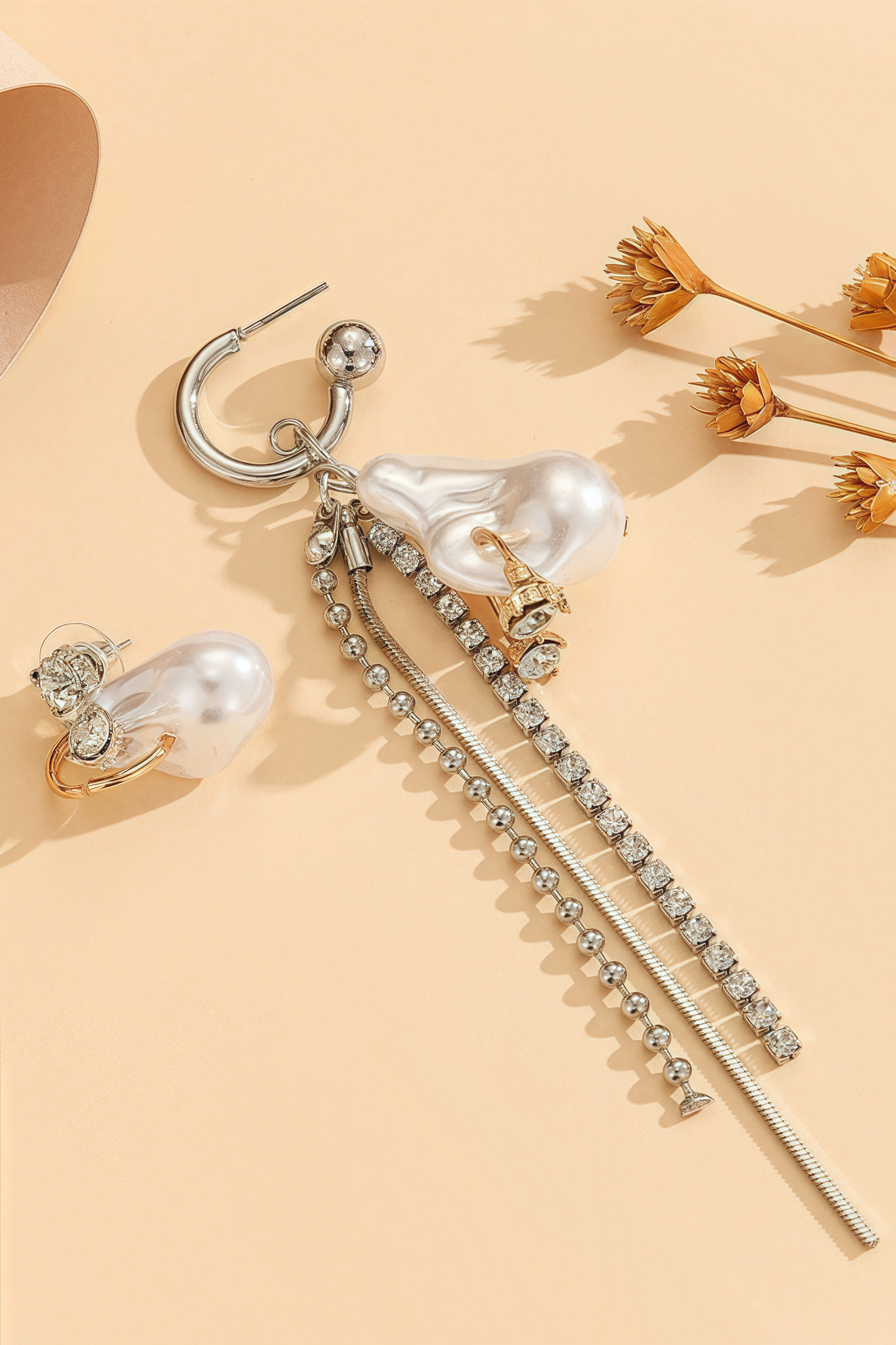 Desmond Chain Tassel Pearl Earrings